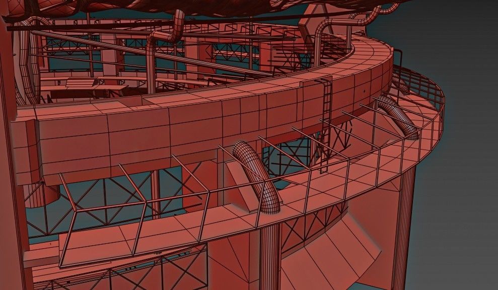 Ocean Castle Sci-fi  Low-poly 3D model_13