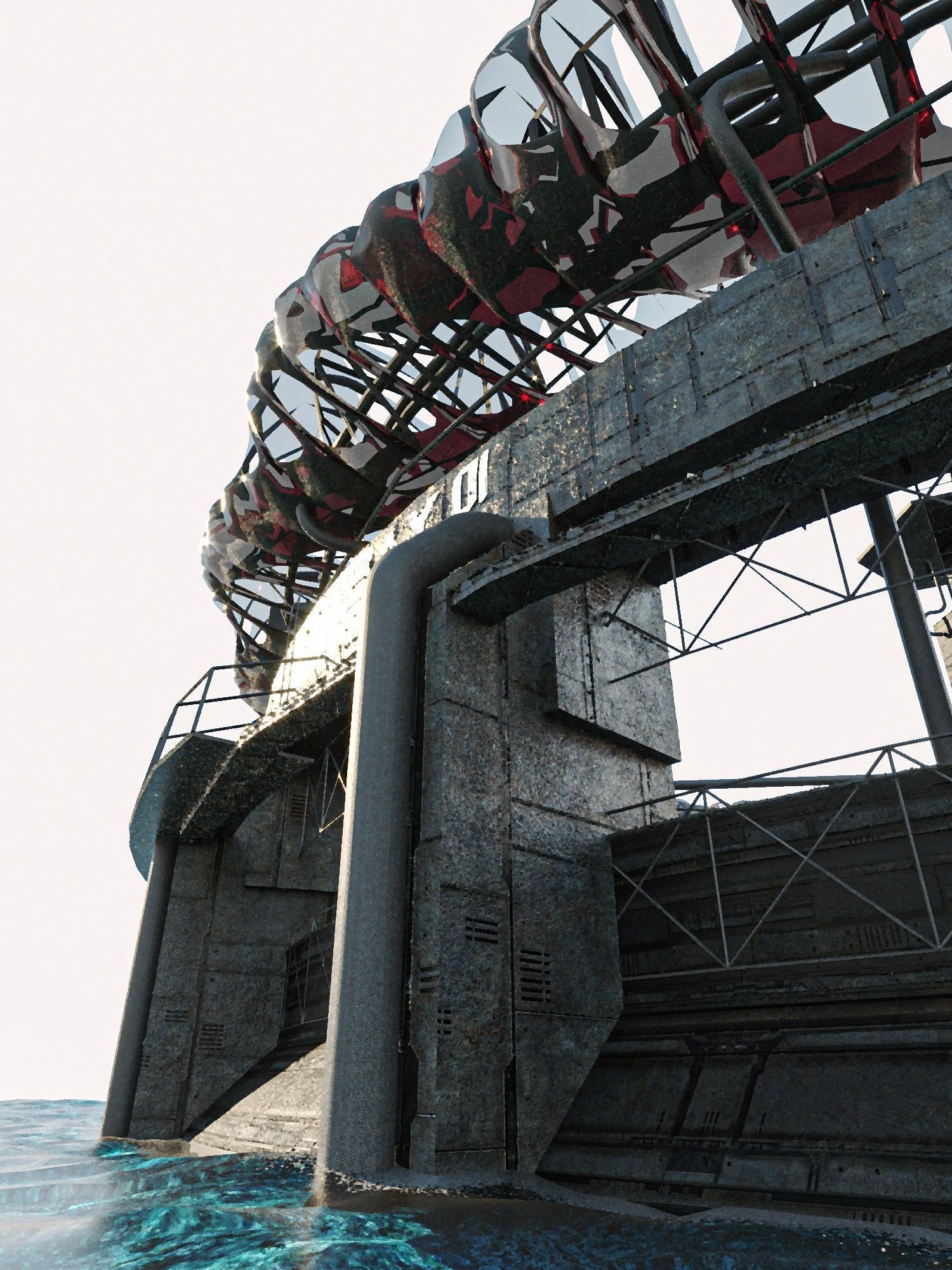 Ocean Castle Sci-fi  Low-poly 3D model_14