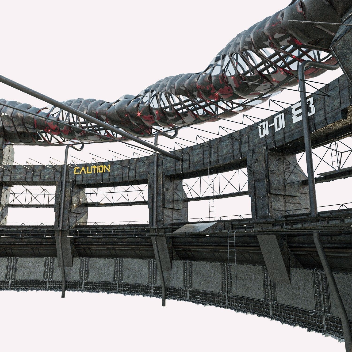 Ocean Castle Sci-fi  Low-poly 3D model_6