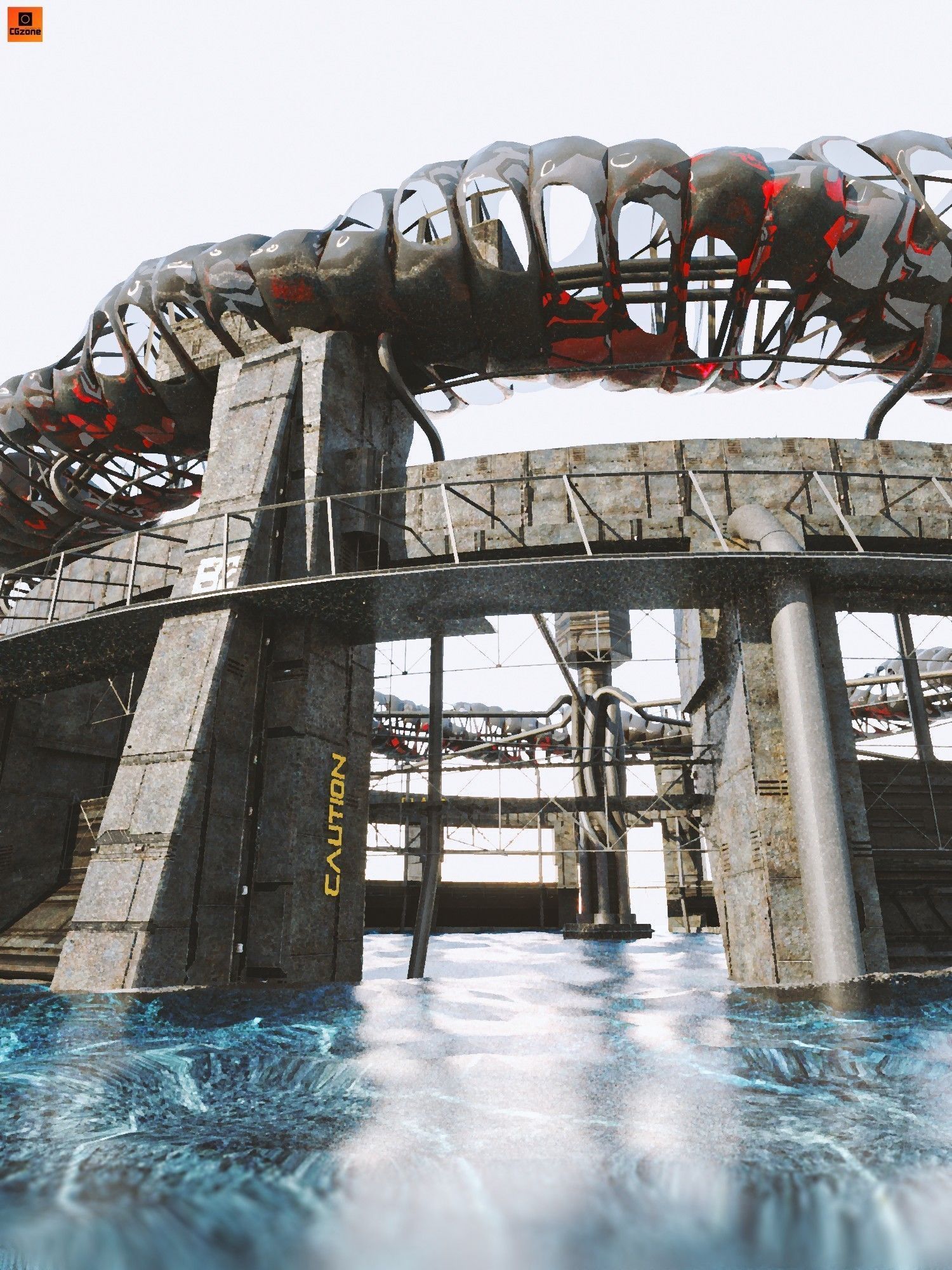 Ocean Castle Sci-fi  Low-poly 3D model_2