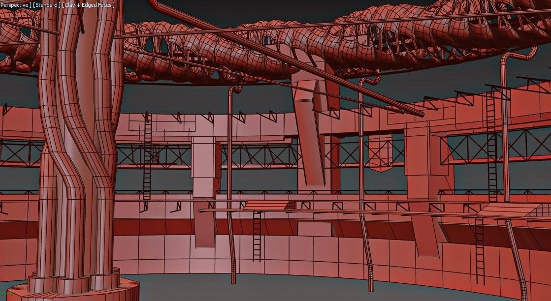 Ocean Castle Sci-fi  Low-poly 3D model_12