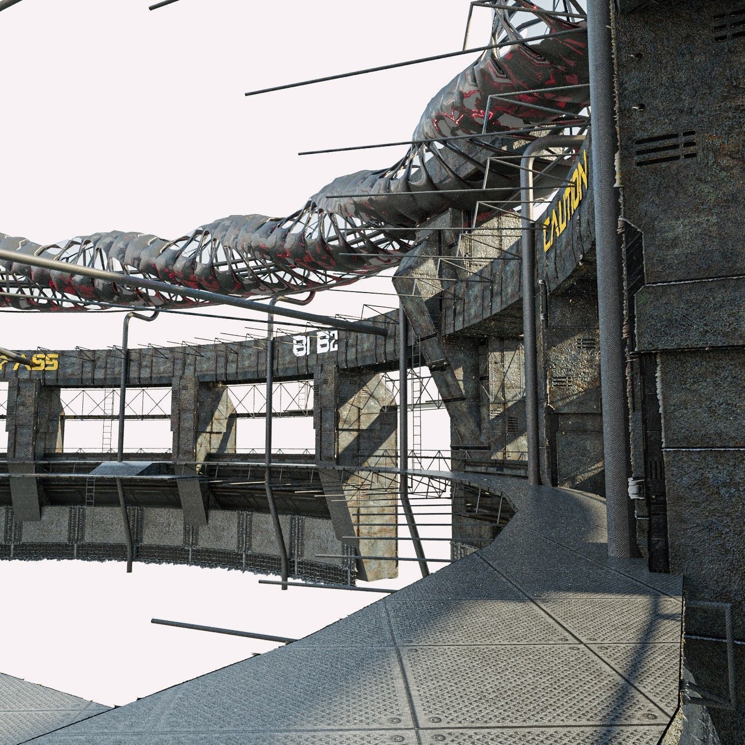 Ocean Castle Sci-fi  Low-poly 3D model_10