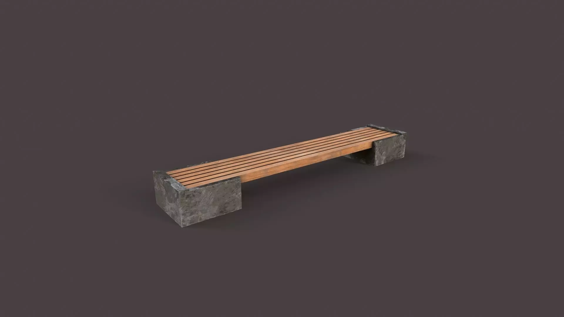 bench made of wood and concrete Low-poly 3D model_0