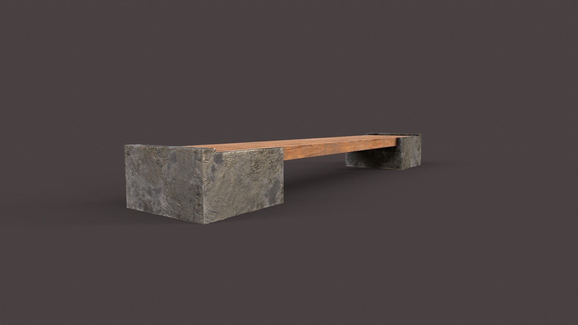bench made of wood and concrete Low-poly 3D model_5