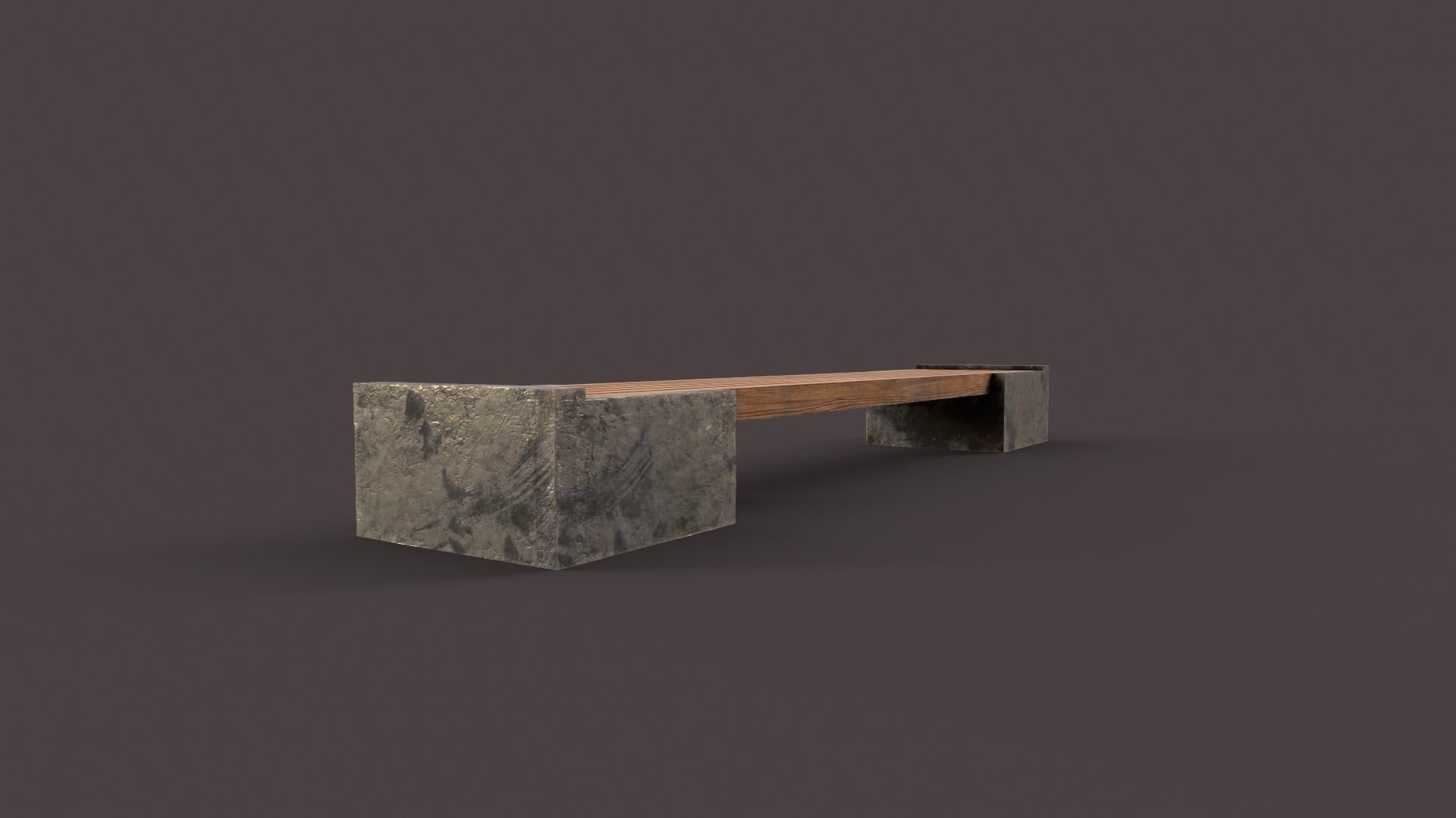 bench made of wood and concrete Low-poly 3D model_3