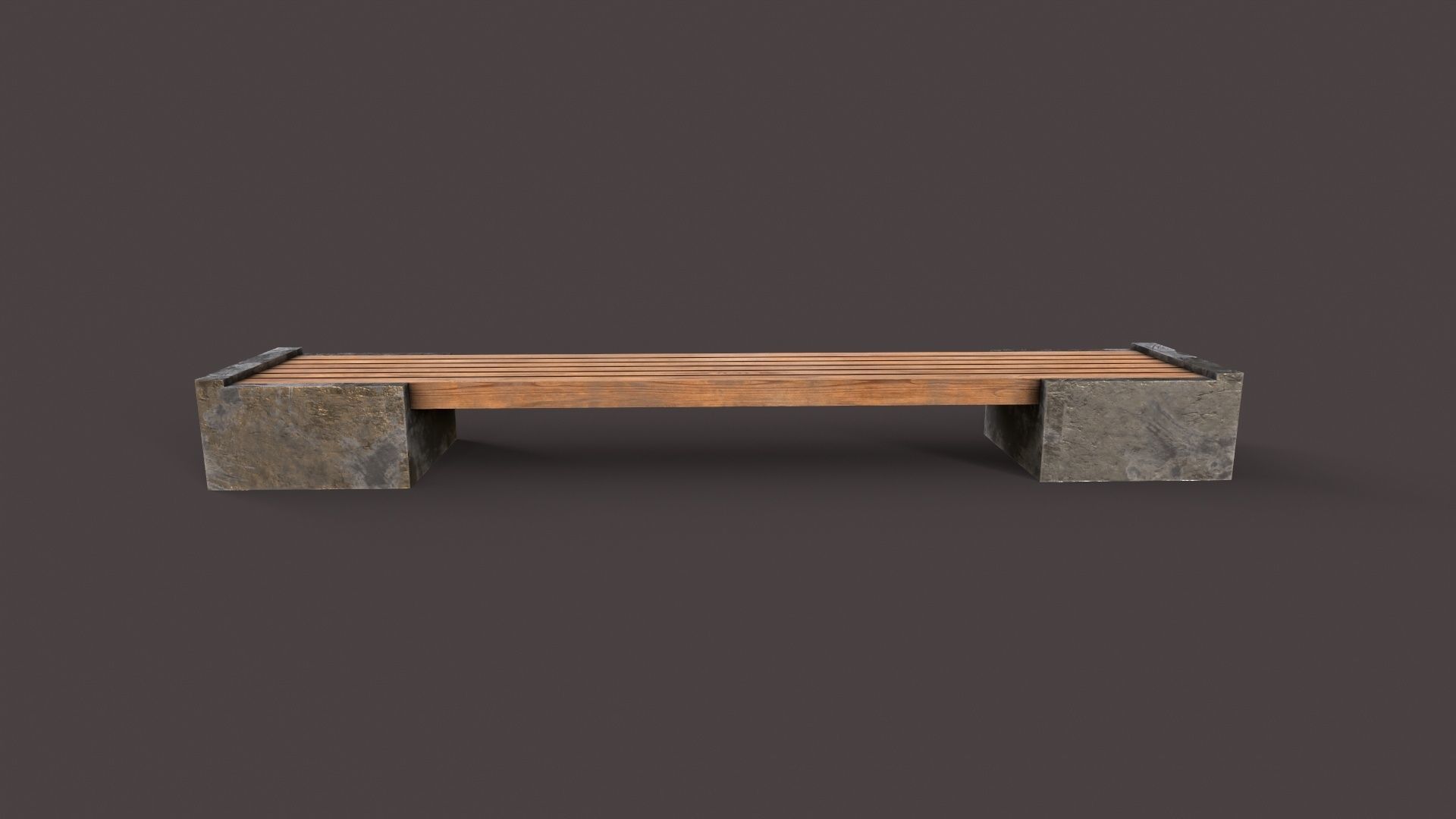 bench made of wood and concrete Low-poly 3D model_6