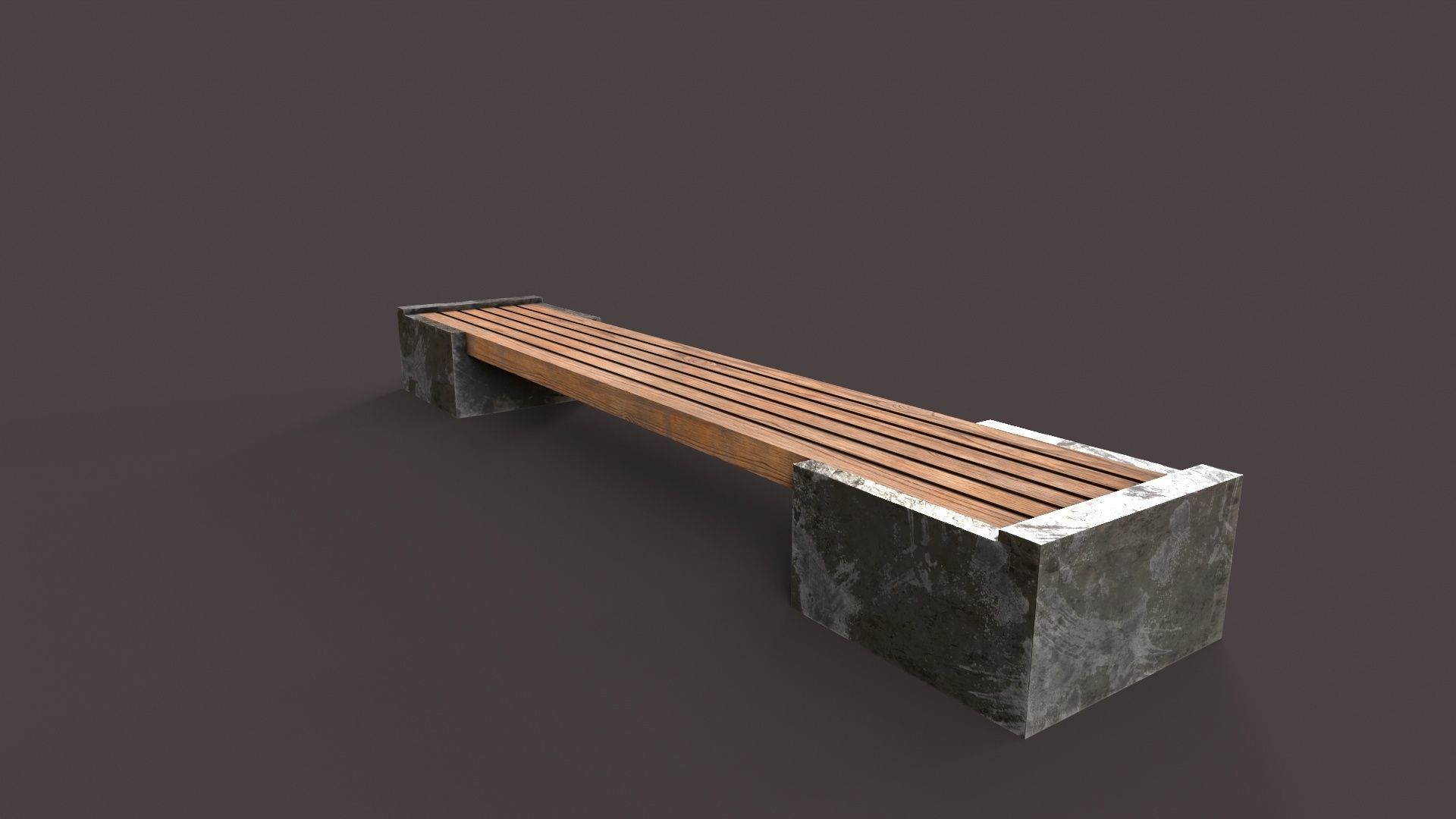 bench made of wood and concrete Low-poly 3D model_4