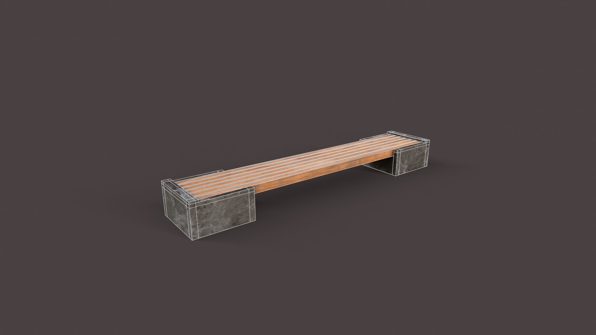 bench made of wood and concrete Low-poly 3D model_2