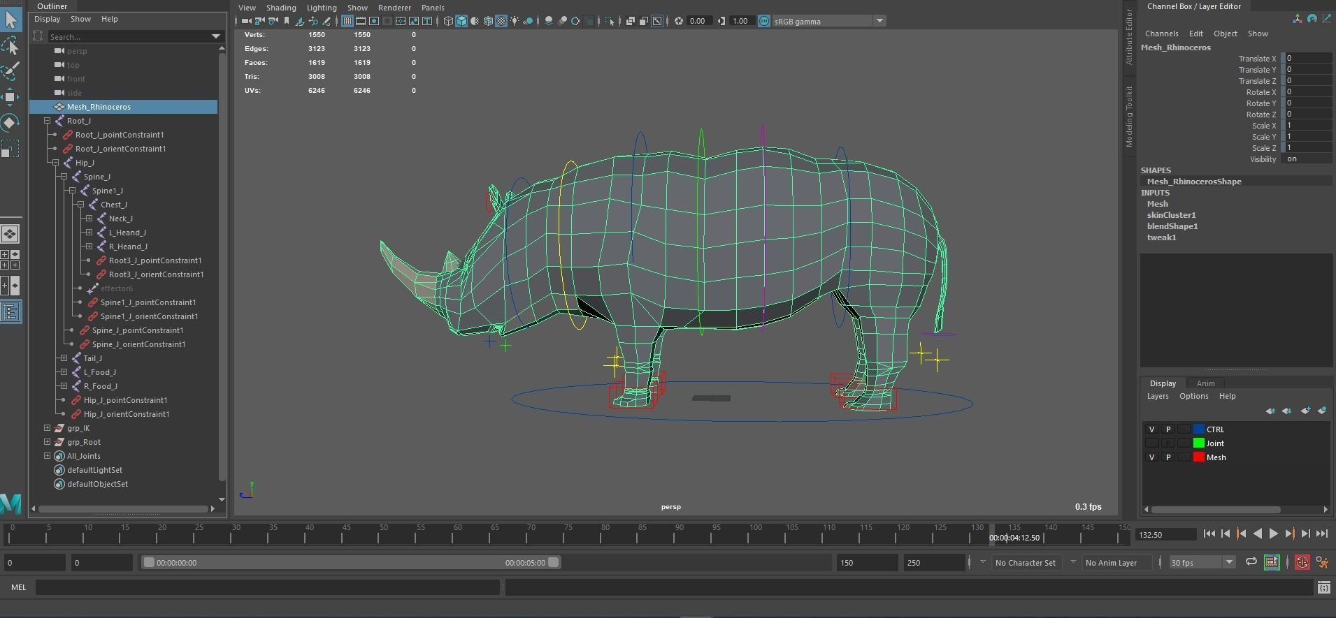 Rchinoceros rhinoceros in low polygons Free low-poly 3D model_8