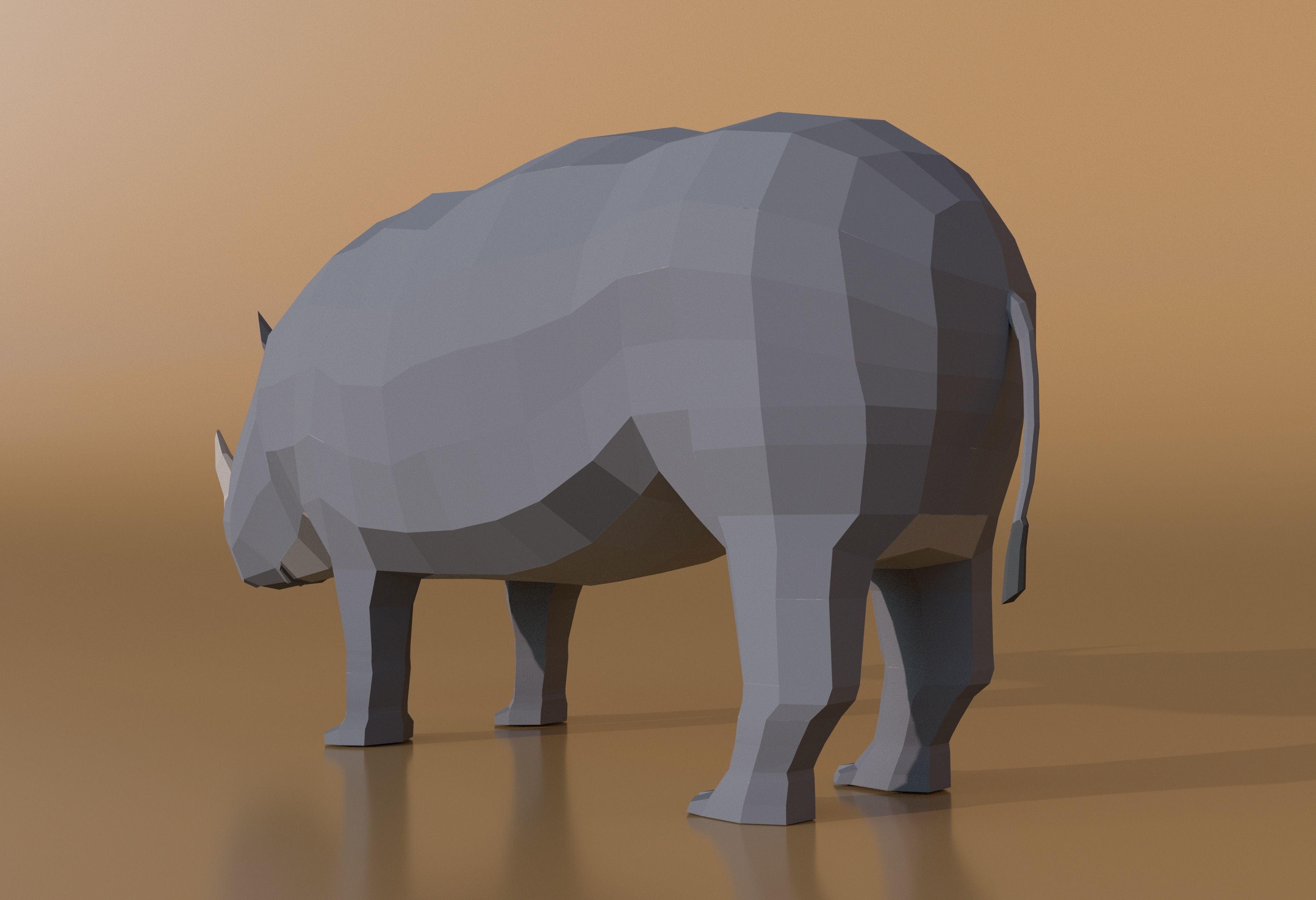 Rchinoceros rhinoceros in low polygons Free low-poly 3D model_5