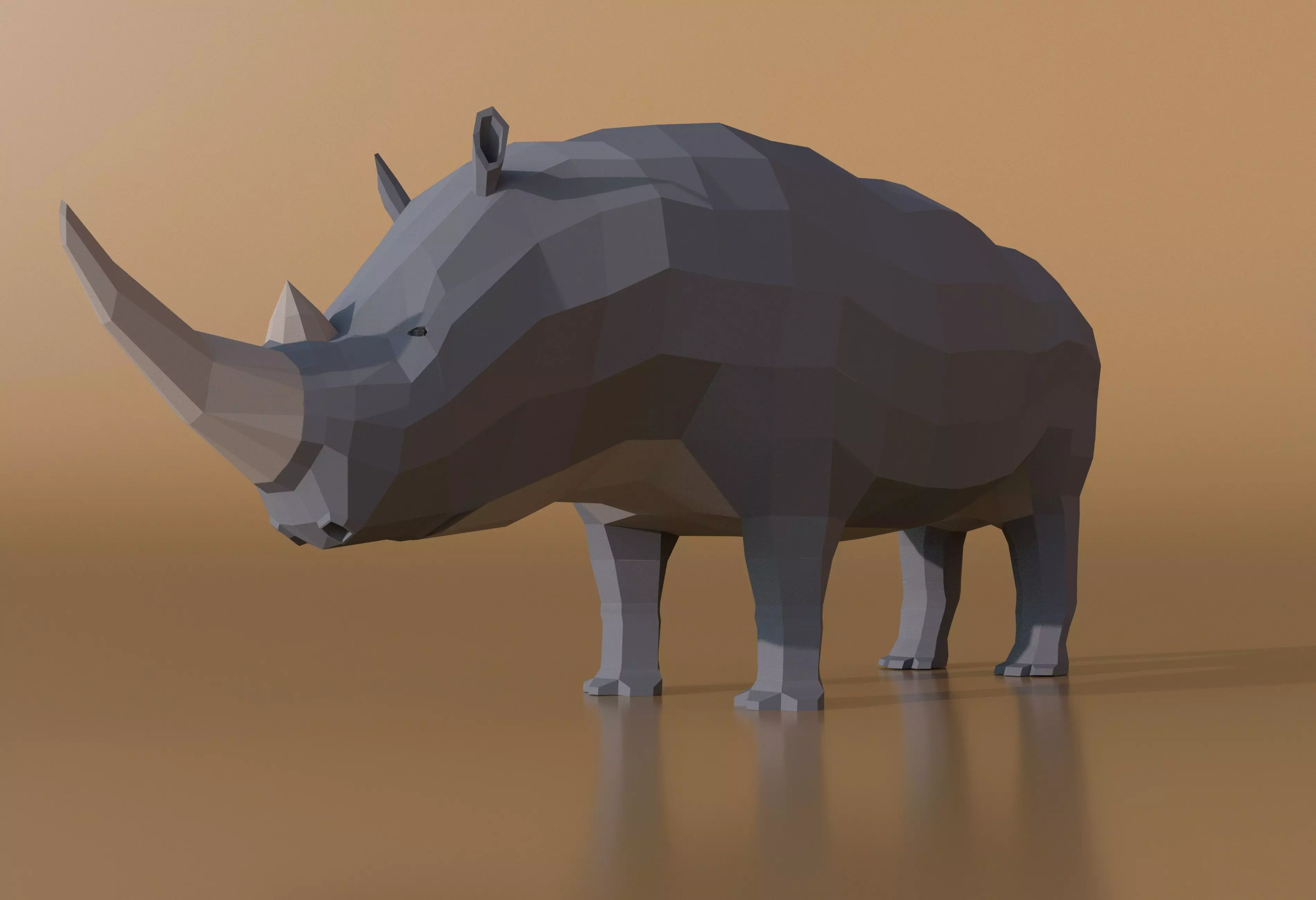 Rchinoceros rhinoceros in low polygons Free low-poly 3D model_0