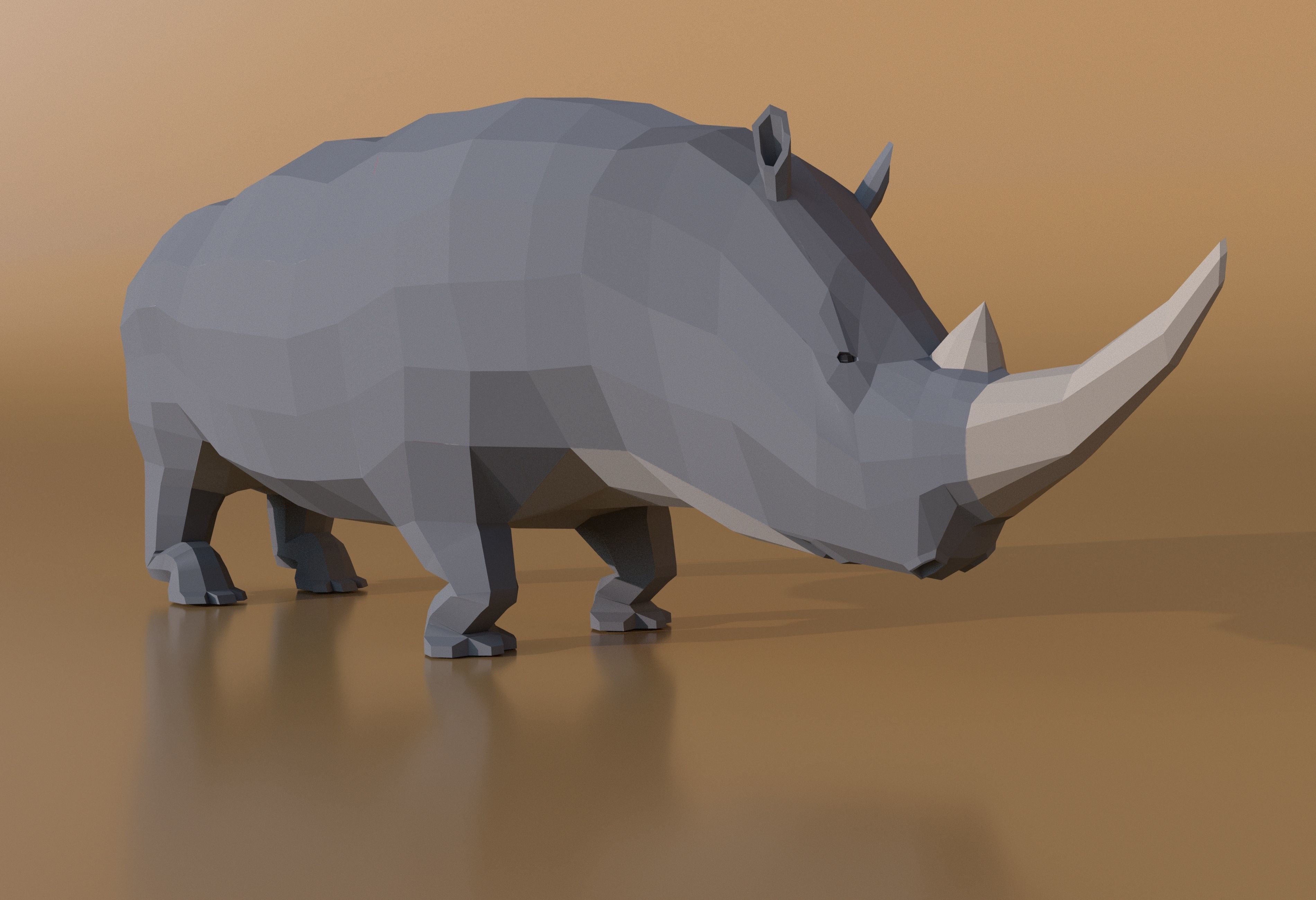 Rchinoceros rhinoceros in low polygons Free low-poly 3D model_3