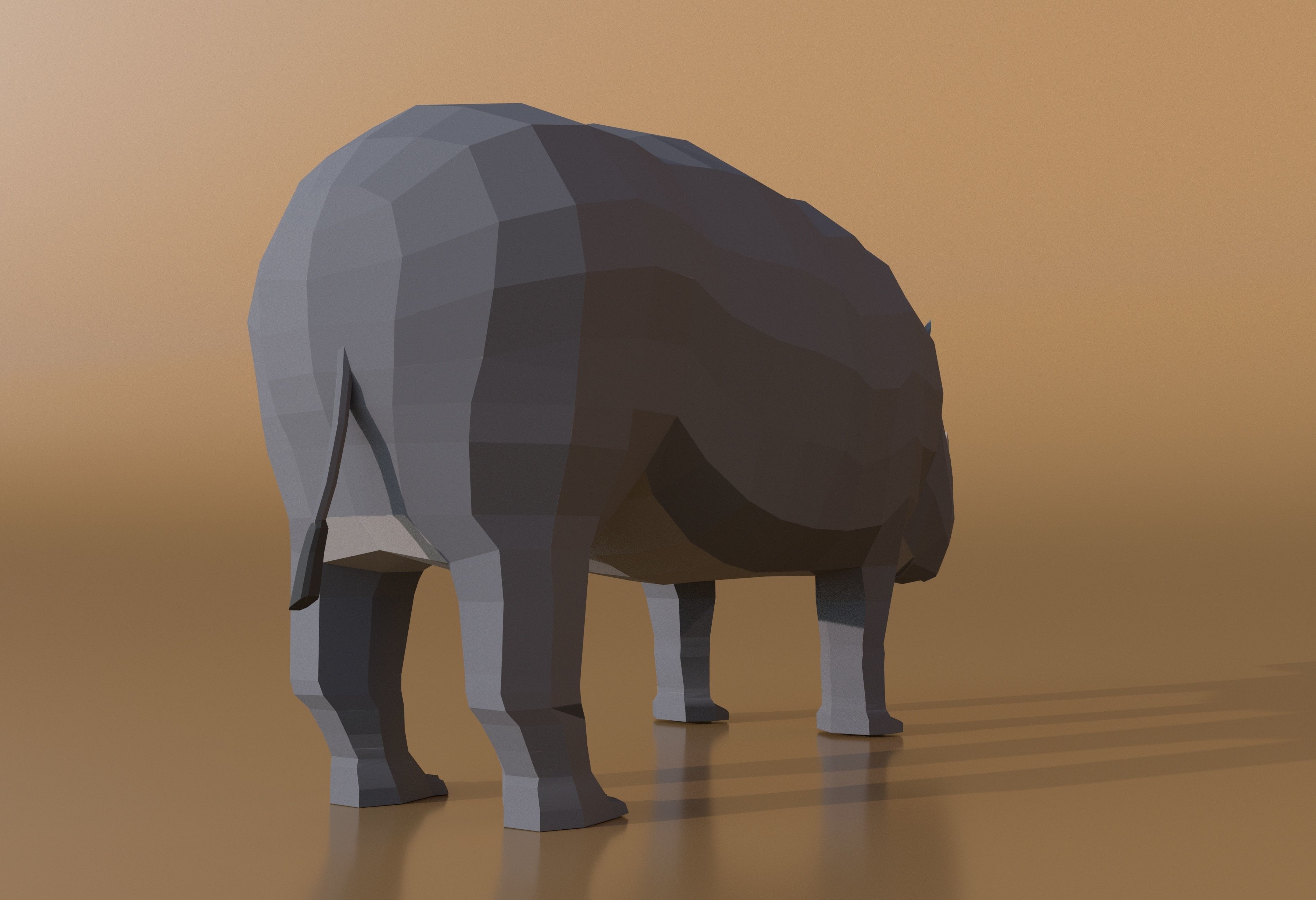 Rchinoceros rhinoceros in low polygons Free low-poly 3D model_4