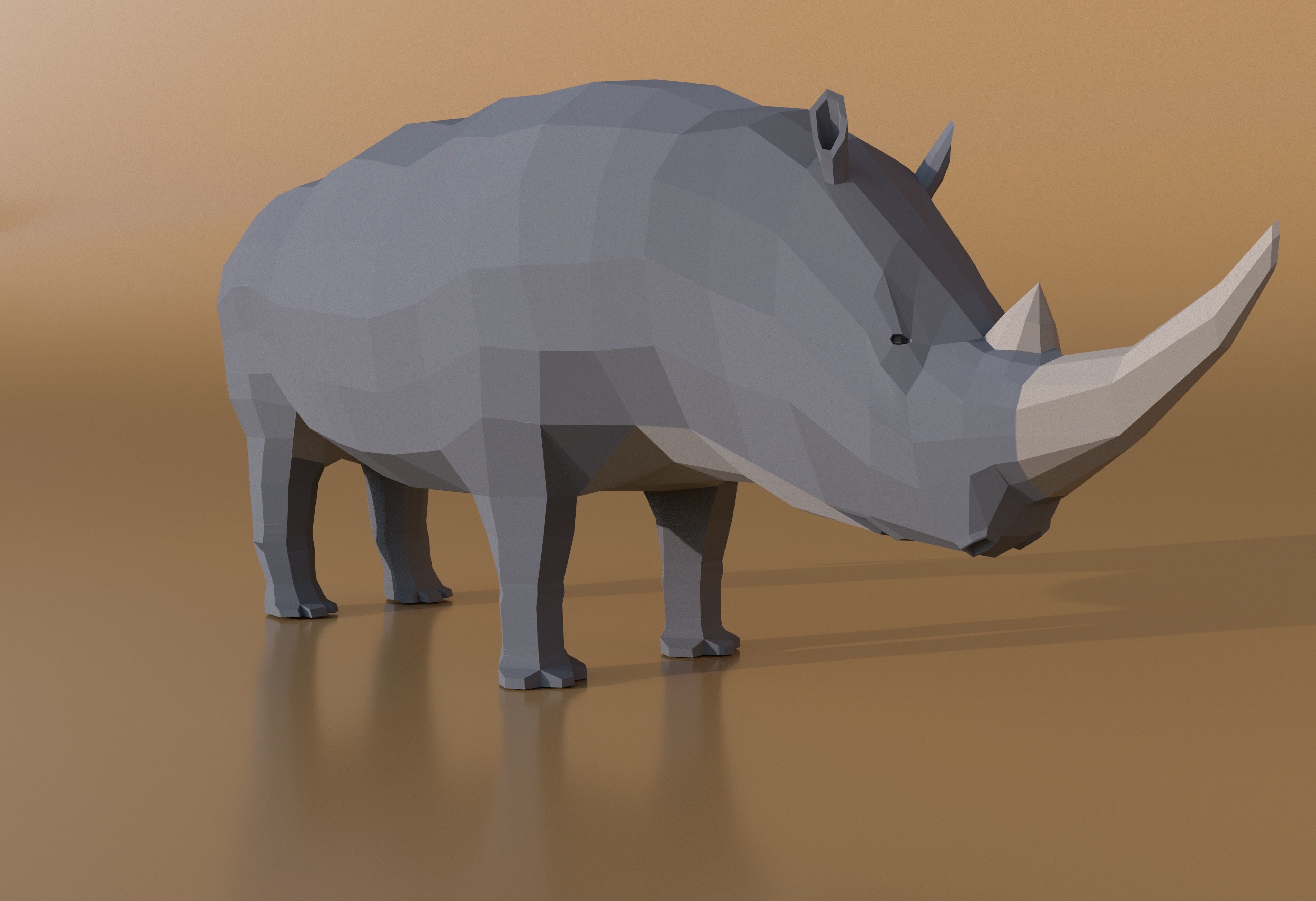 Rchinoceros rhinoceros in low polygons Free low-poly 3D model_2