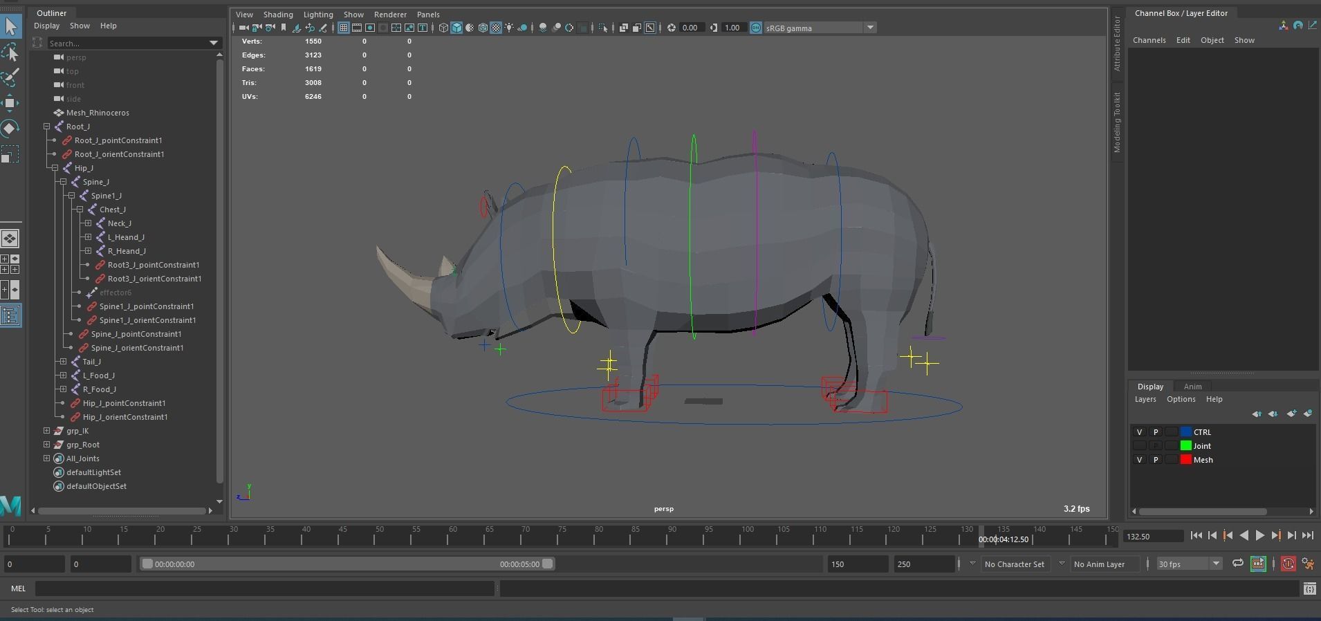 Rchinoceros rhinoceros in low polygons Free low-poly 3D model_7