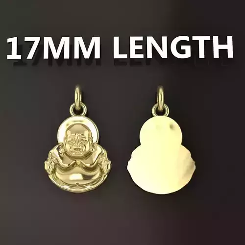 Happy Buddha Pendant 17mm Length  Mid Size