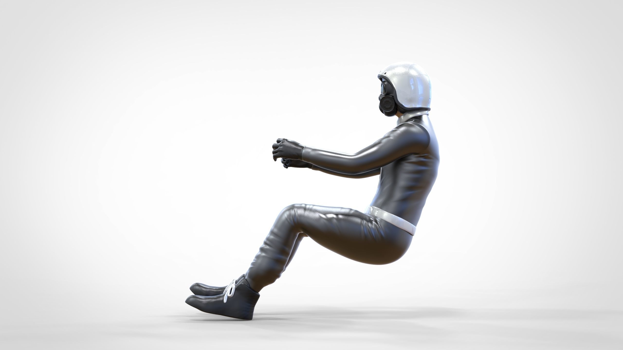 N6 Sitting Race Driver with NHRA Racing Helmet 3D print model_14