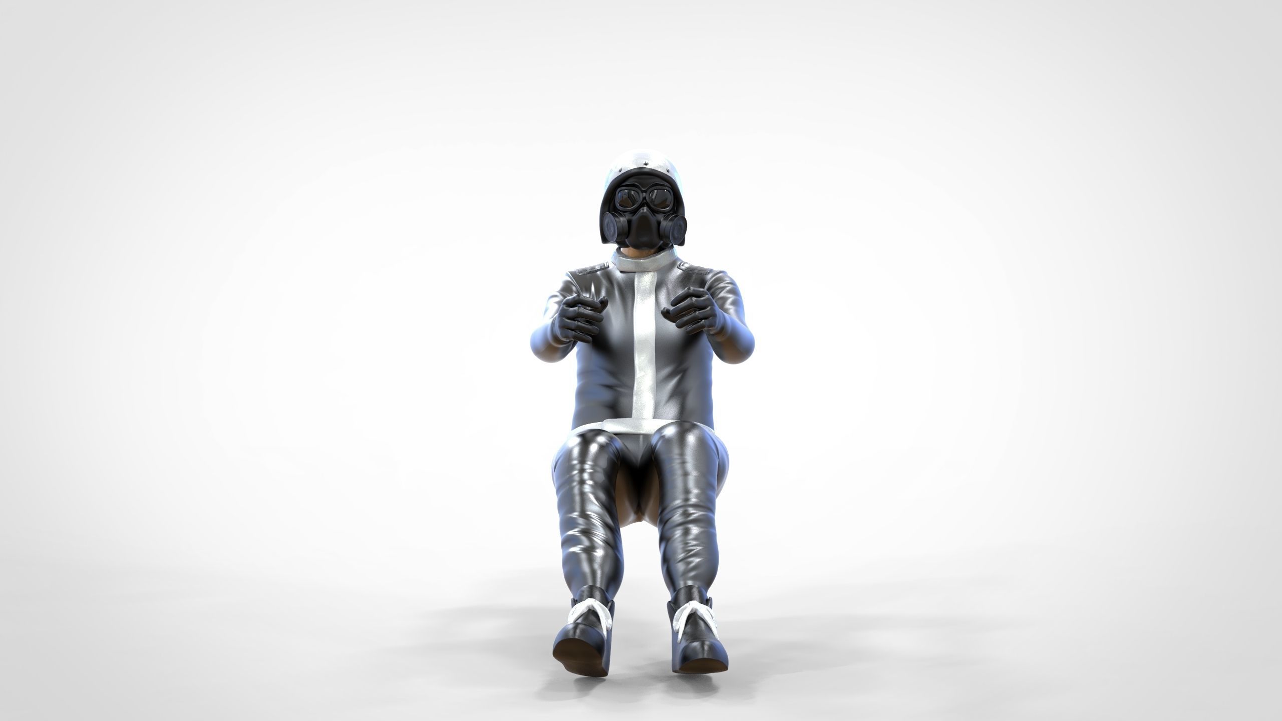 N6 Sitting Race Driver with NHRA Racing Helmet 3D print model_19