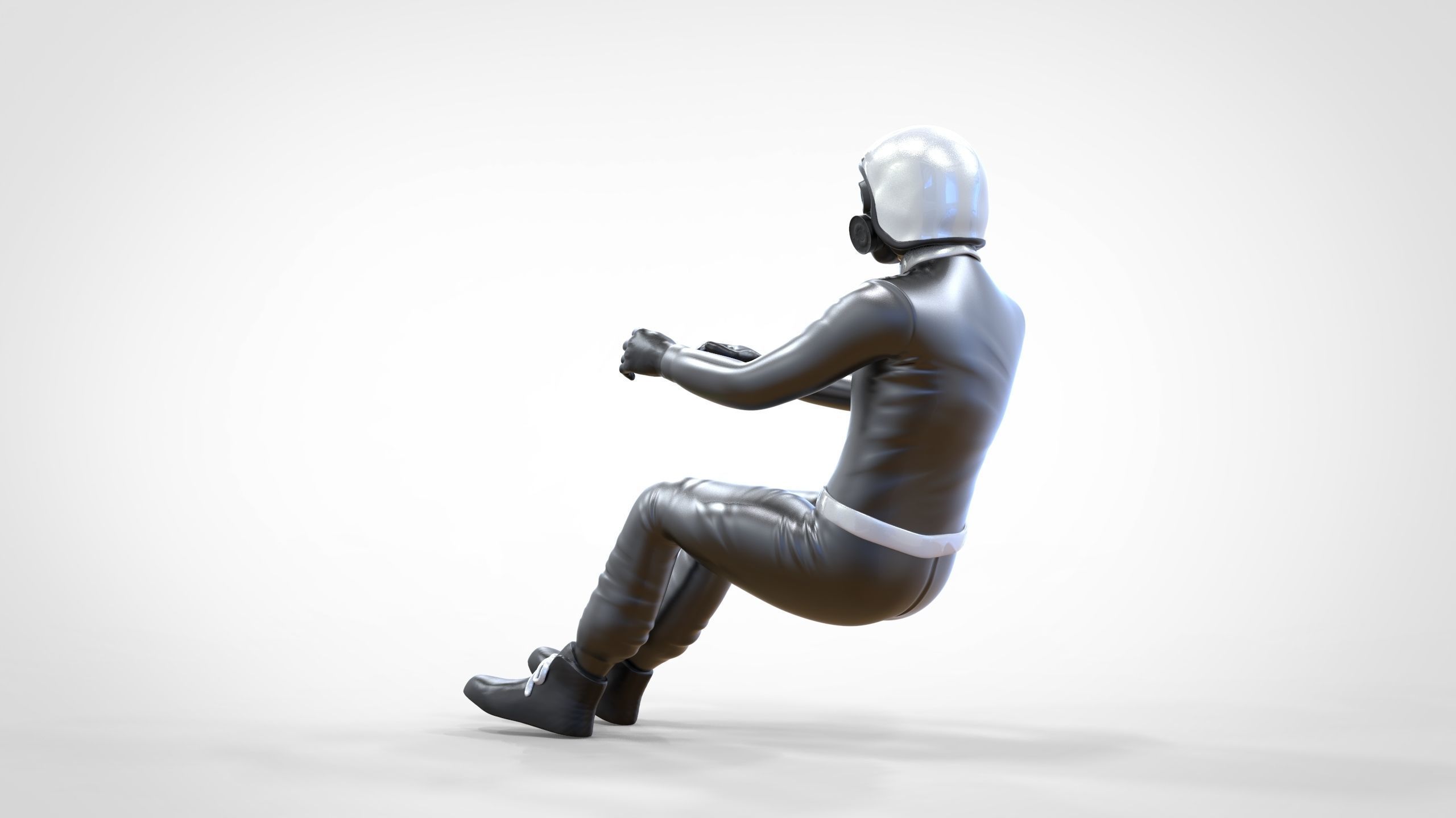 N6 Sitting Race Driver with NHRA Racing Helmet 3D print model_12