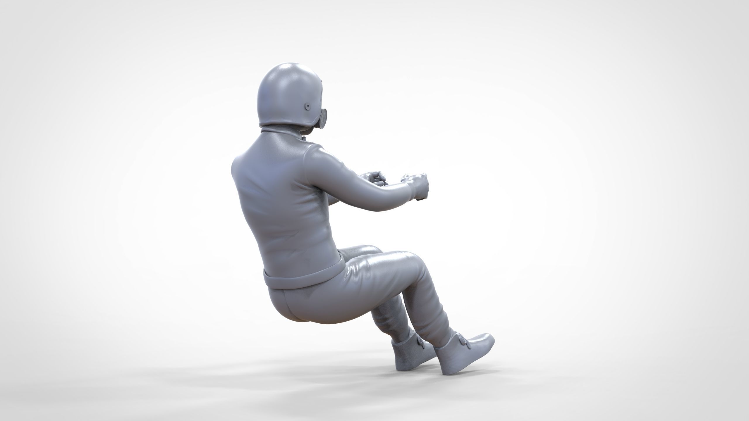 N6 Sitting Race Driver with NHRA Racing Helmet 3D print model_26
