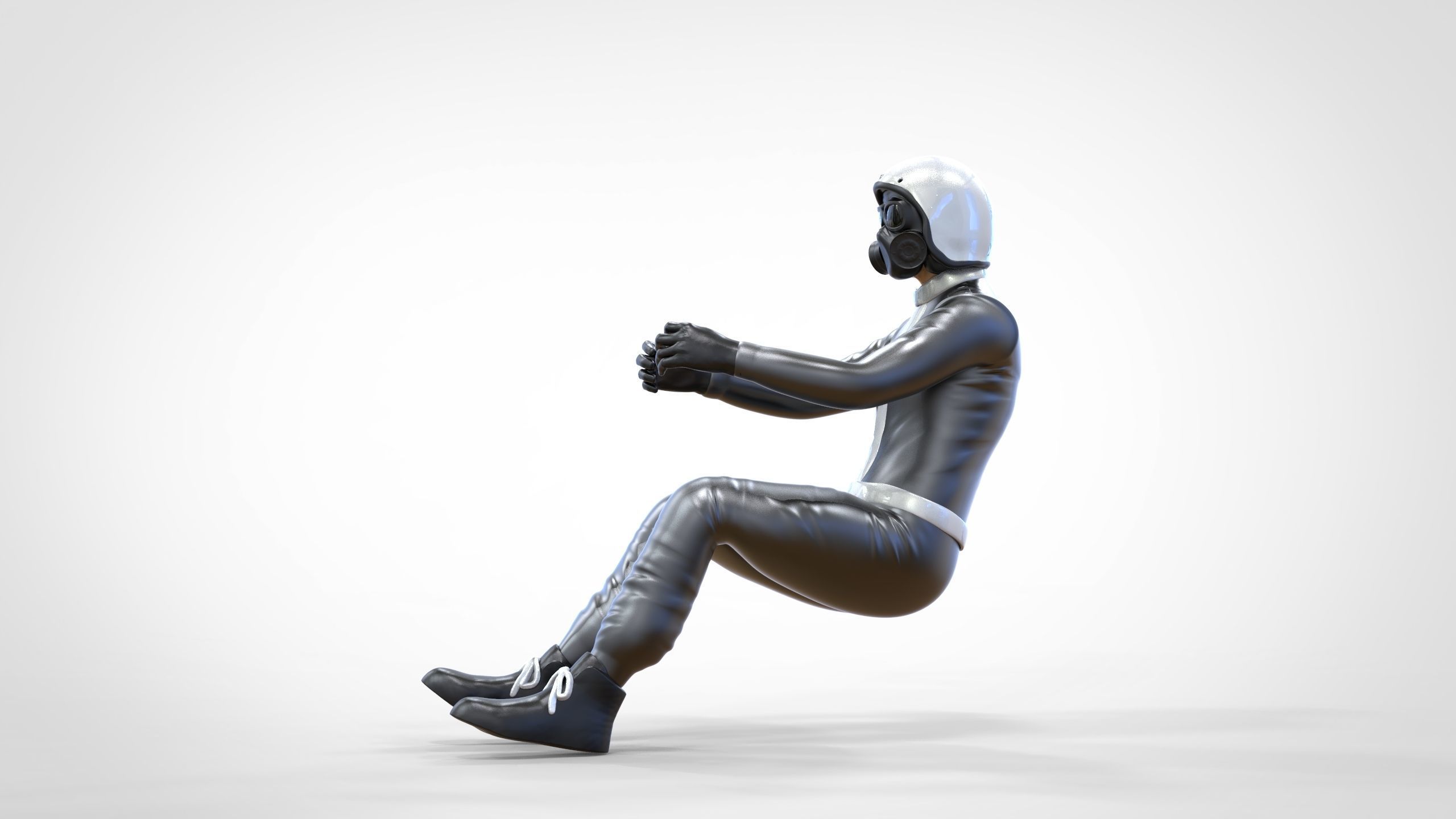 N6 Sitting Race Driver with NHRA Racing Helmet 3D print model_15