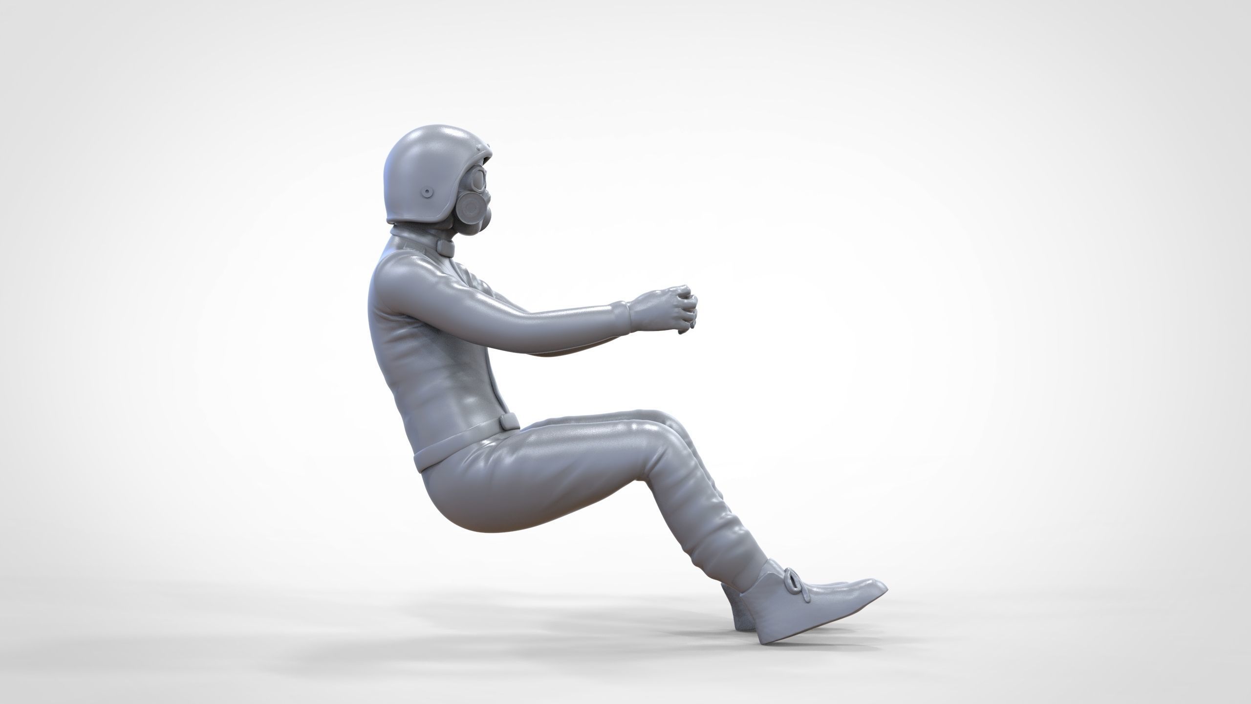 N6 Sitting Race Driver with NHRA Racing Helmet 3D print model_25
