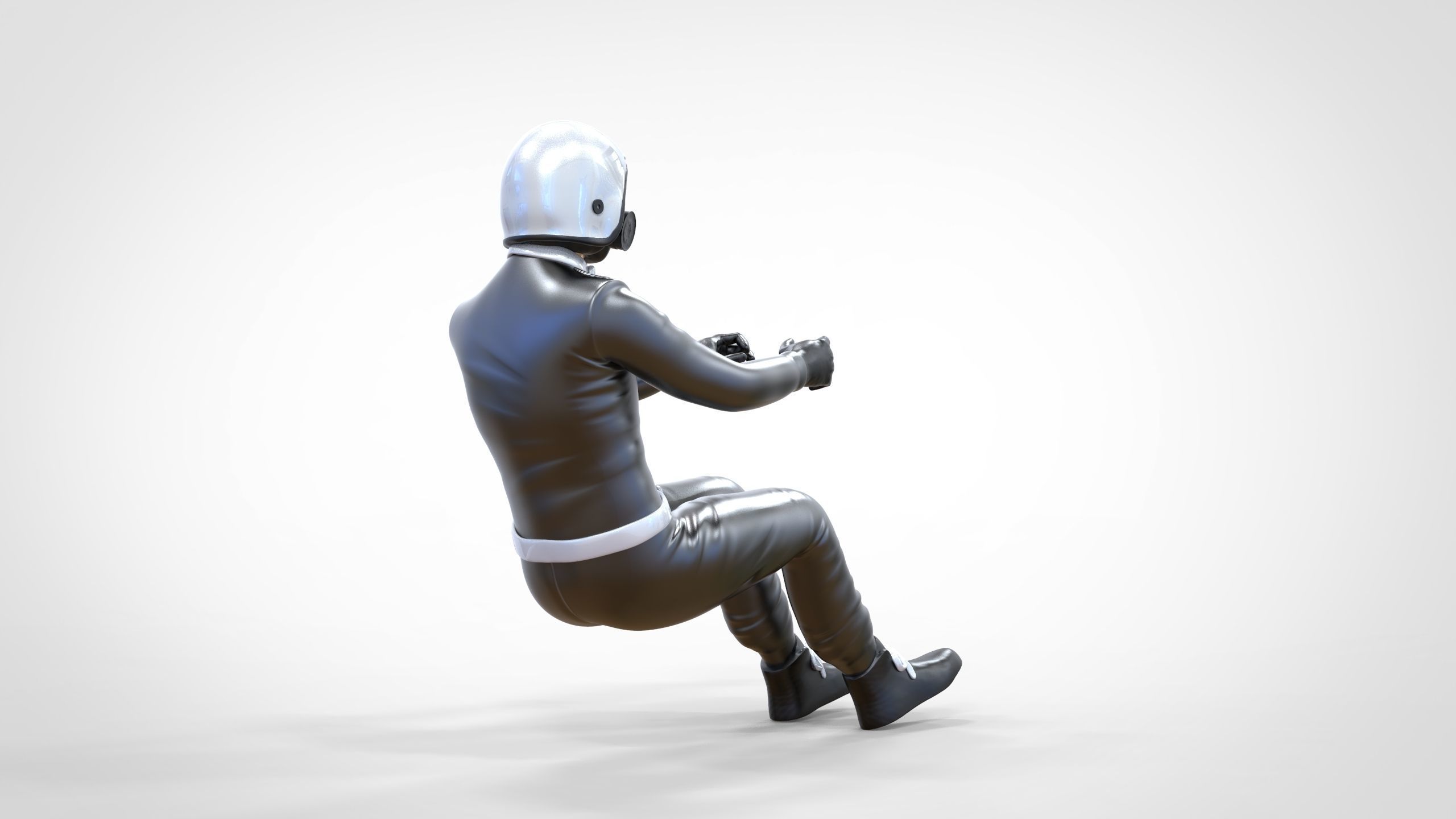 N6 Sitting Race Driver with NHRA Racing Helmet 3D print model_6