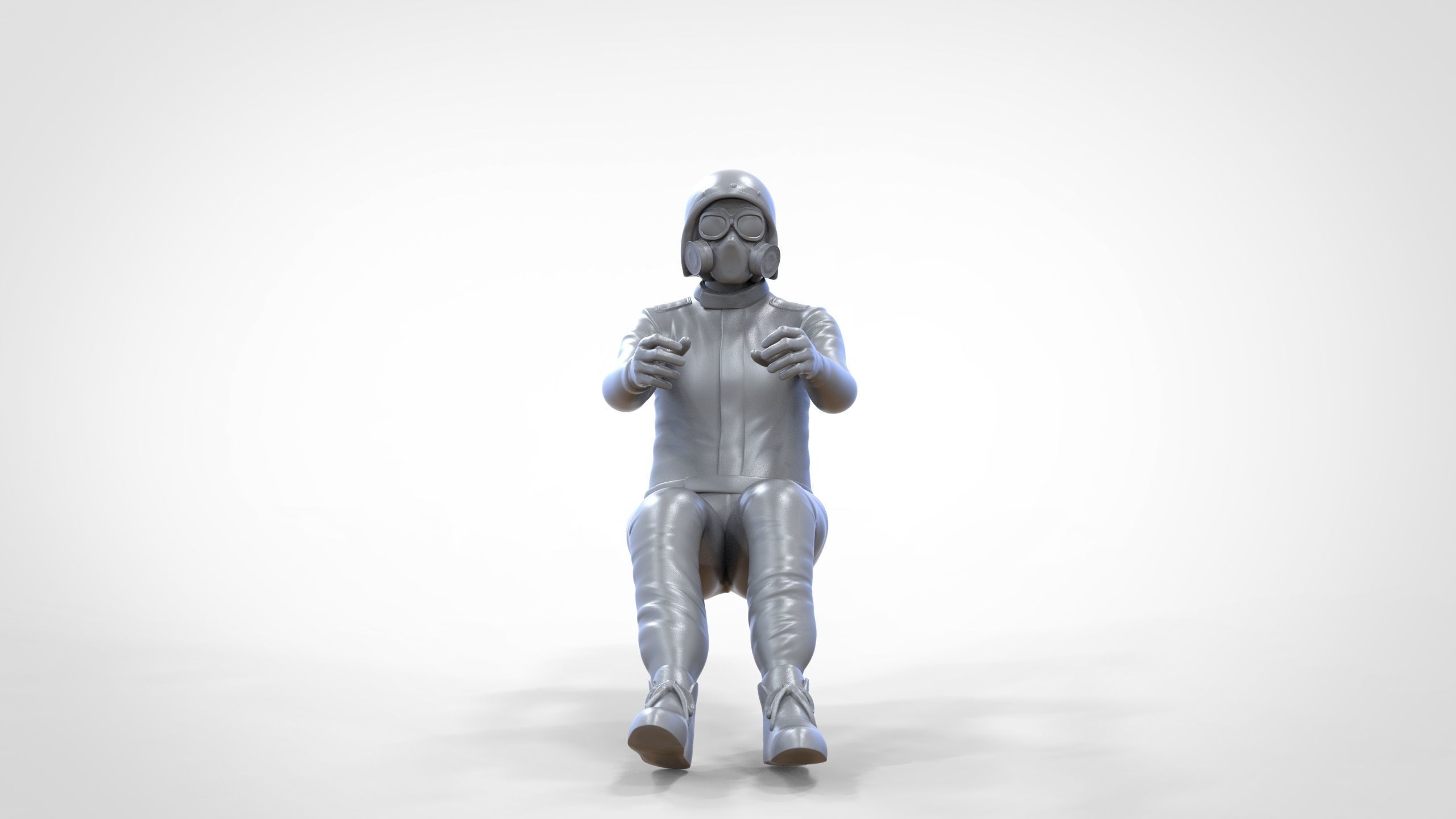 N6 Sitting Race Driver with NHRA Racing Helmet 3D print model_31