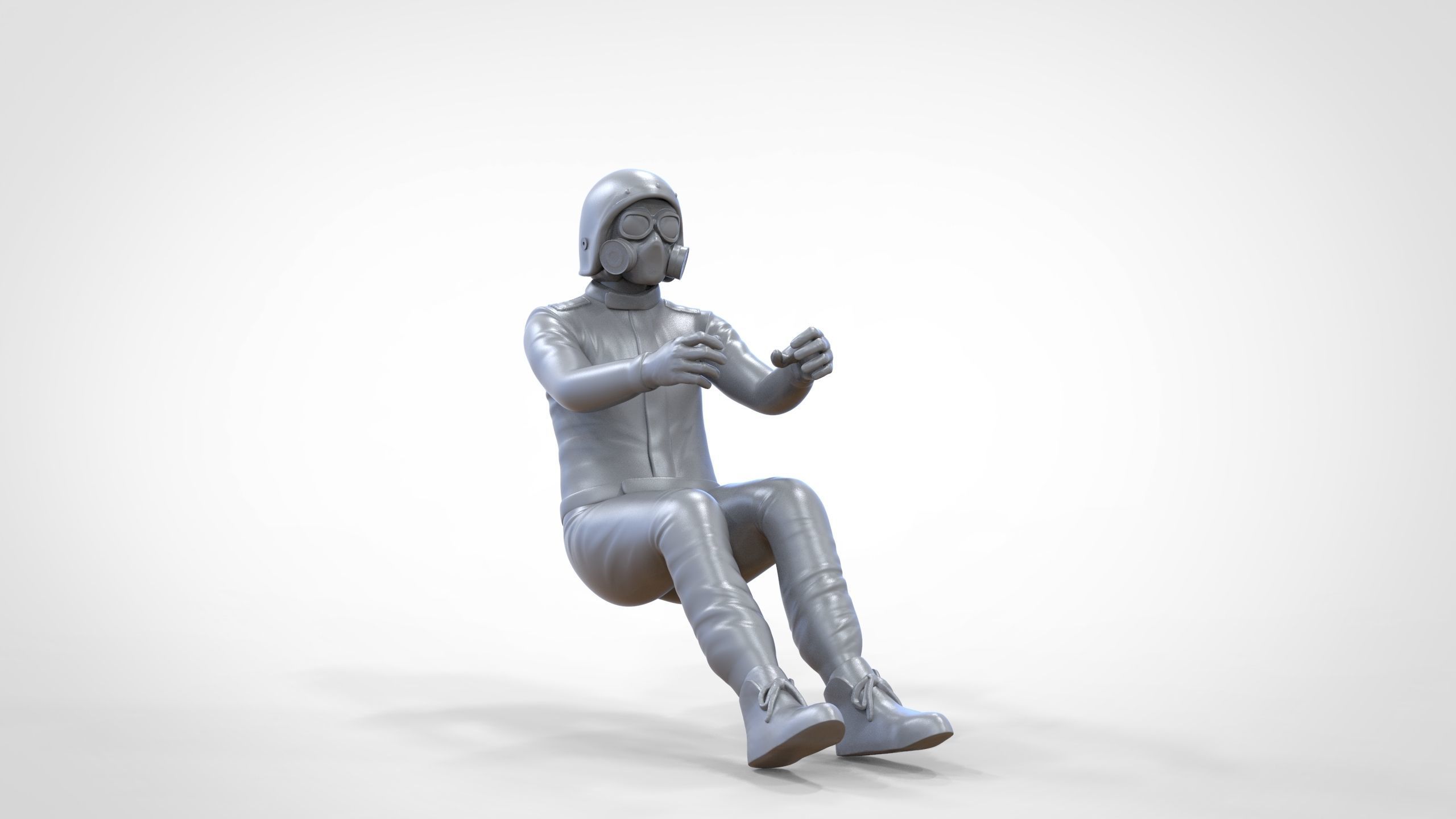 N6 Sitting Race Driver with NHRA Racing Helmet 3D print model_32
