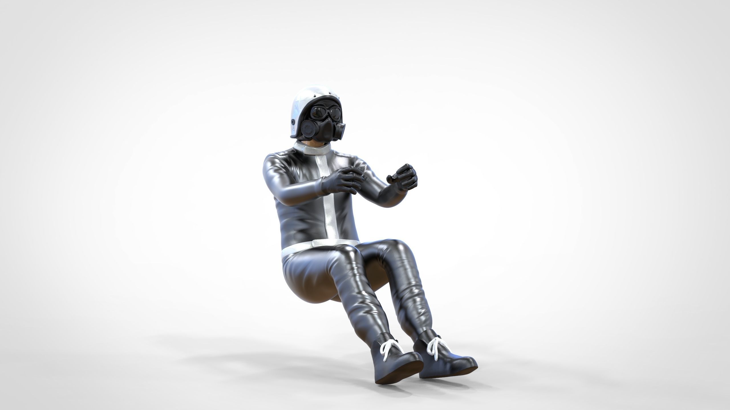 N6 Sitting Race Driver with NHRA Racing Helmet 3D print model_21