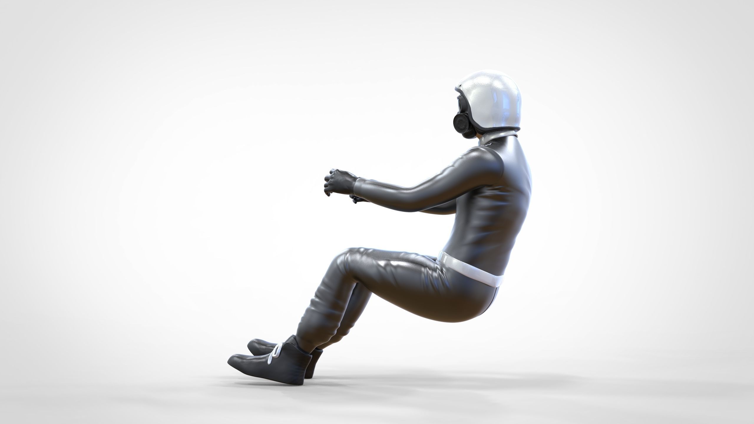 N6 Sitting Race Driver with NHRA Racing Helmet 3D print model_13