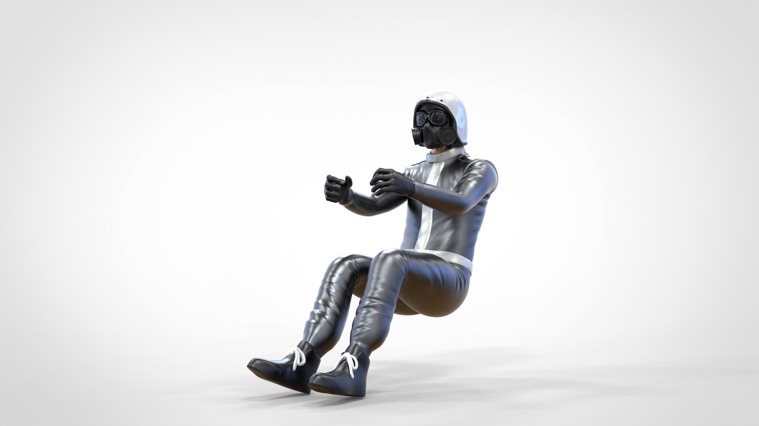 N6 Sitting Race Driver with NHRA Racing Helmet 3D print model_17