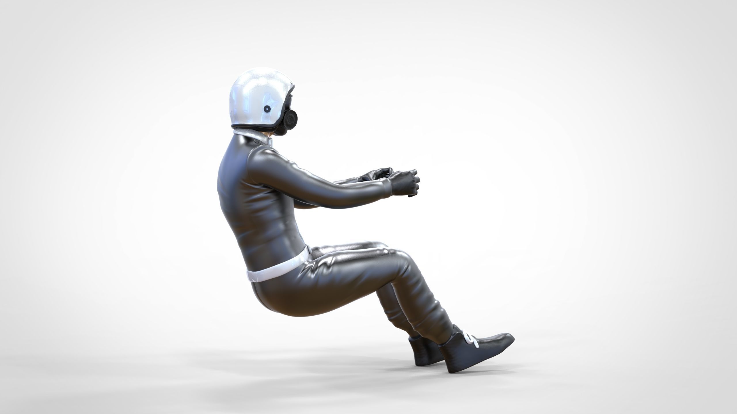 N6 Sitting Race Driver with NHRA Racing Helmet 3D print model_7