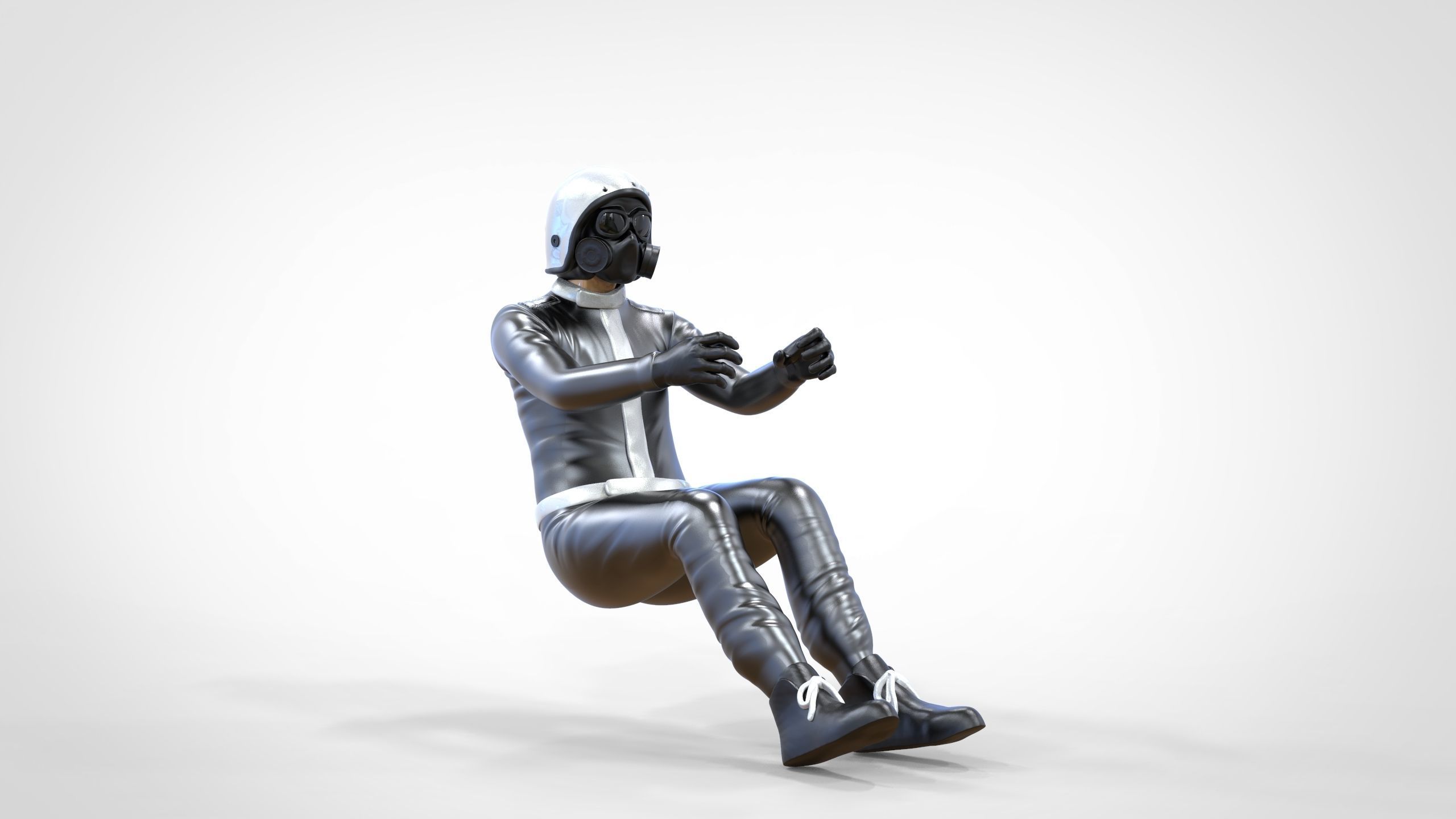 N6 Sitting Race Driver with NHRA Racing Helmet 3D print model_22