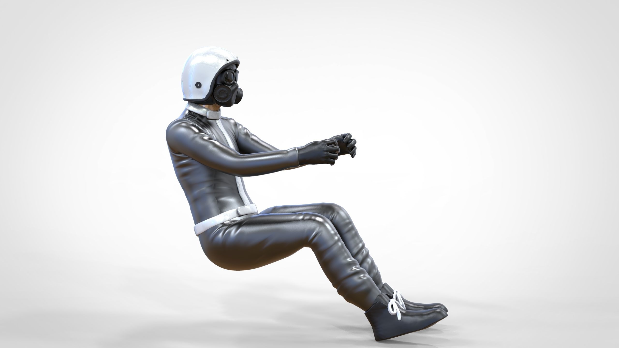 N6 Sitting Race Driver with NHRA Racing Helmet 3D print model_23