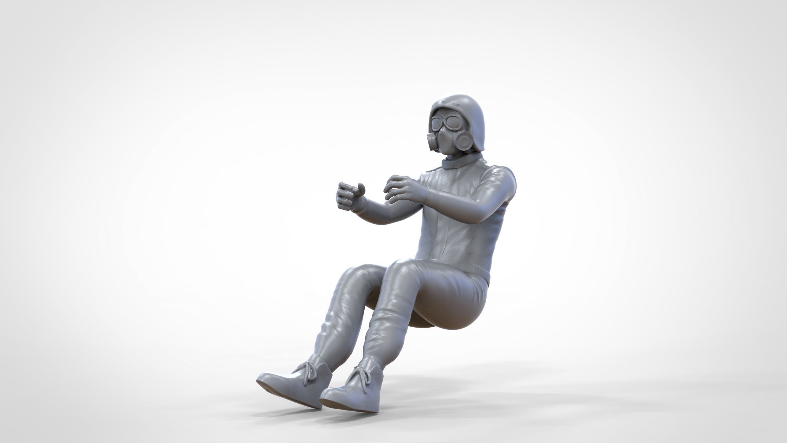 N6 Sitting Race Driver with NHRA Racing Helmet 3D print model_1