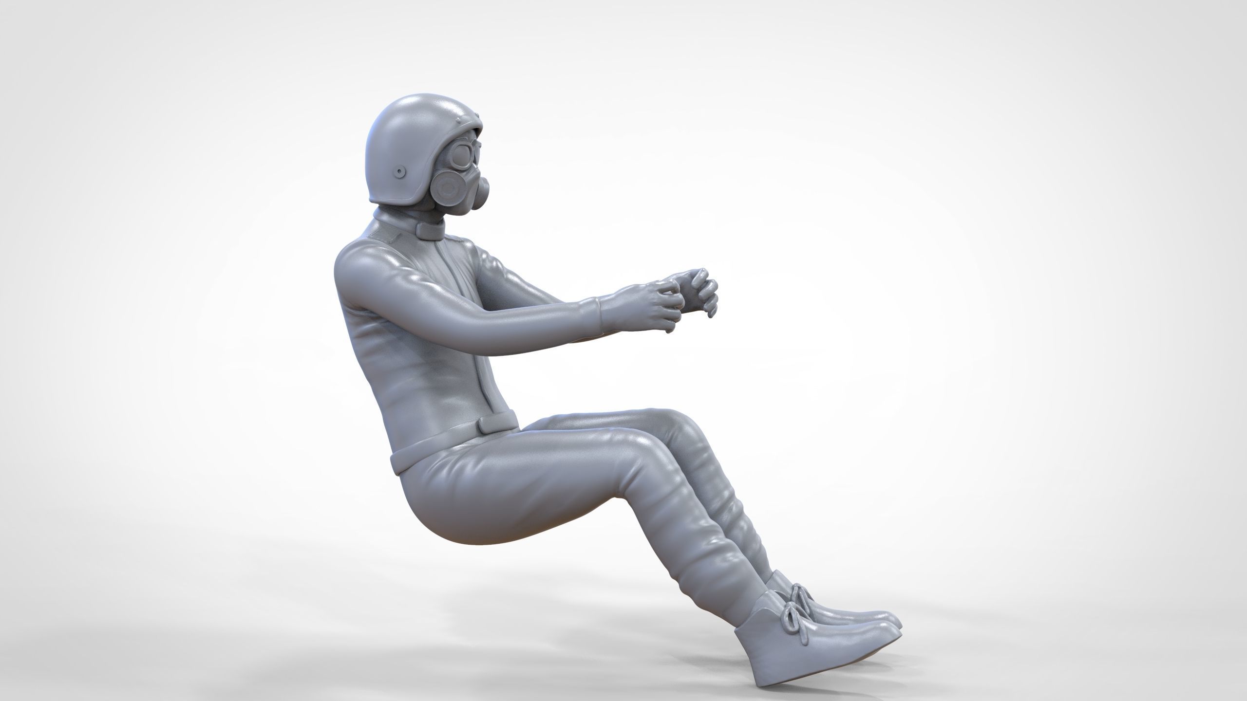 N6 Sitting Race Driver with NHRA Racing Helmet 3D print model_24