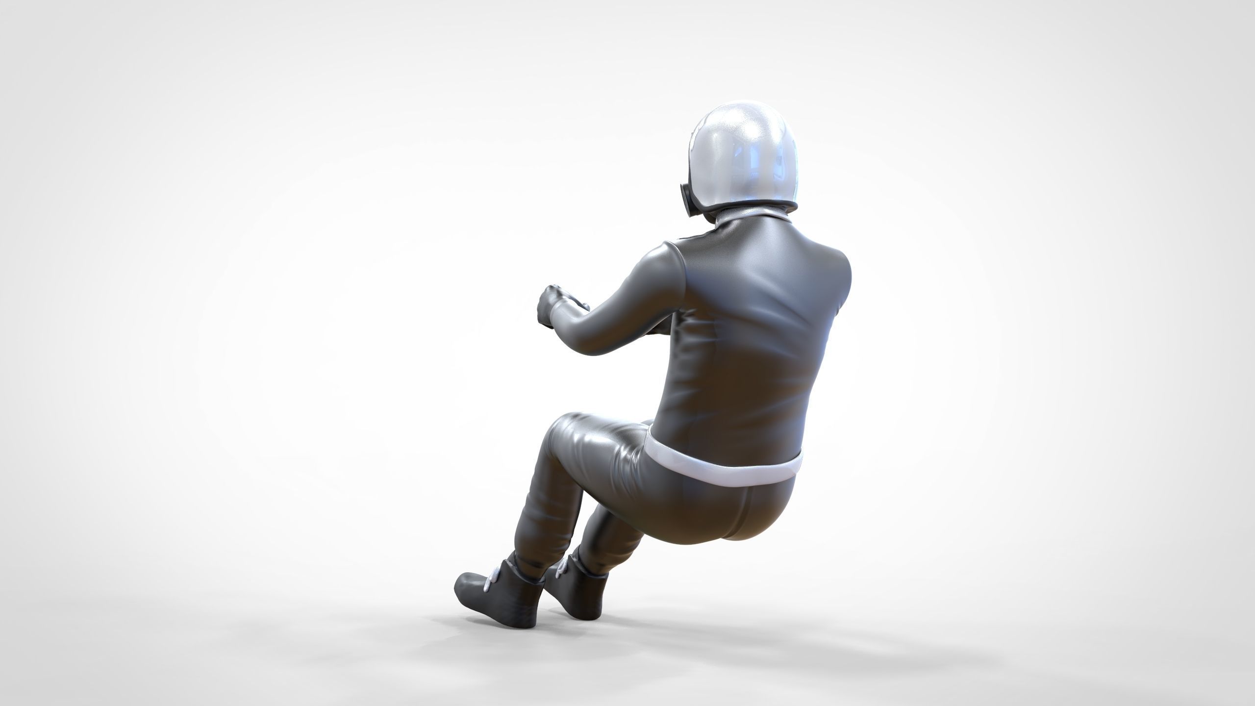 N6 Sitting Race Driver with NHRA Racing Helmet 3D print model_11