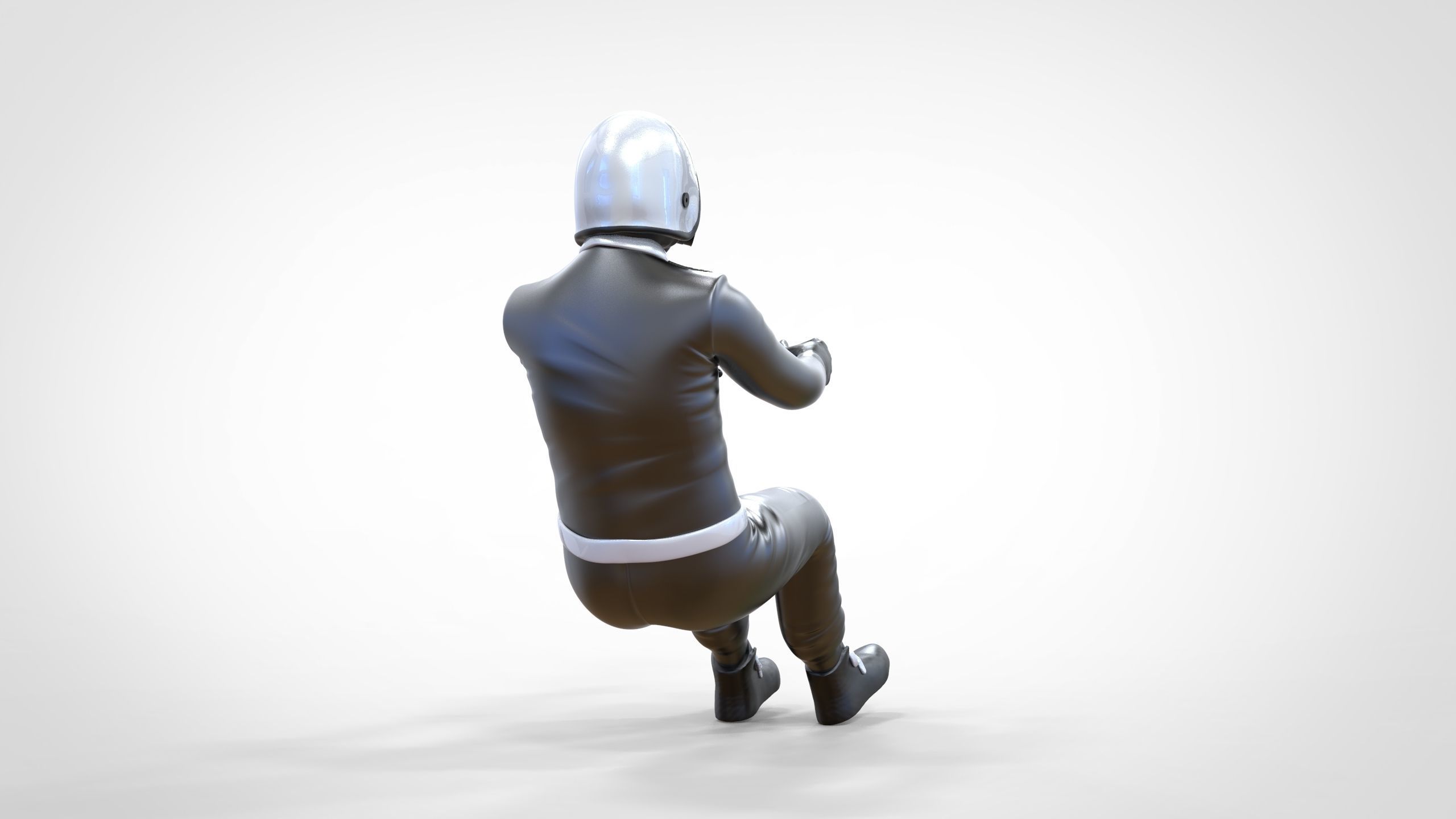 N6 Sitting Race Driver with NHRA Racing Helmet 3D print model_8