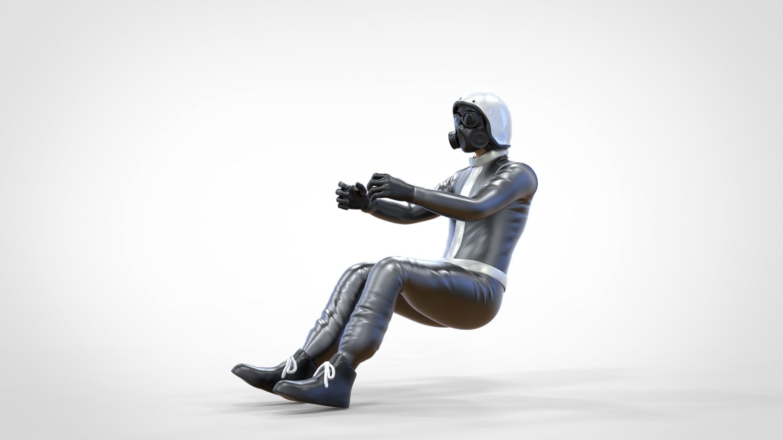 N6 Sitting Race Driver with NHRA Racing Helmet 3D print model_16