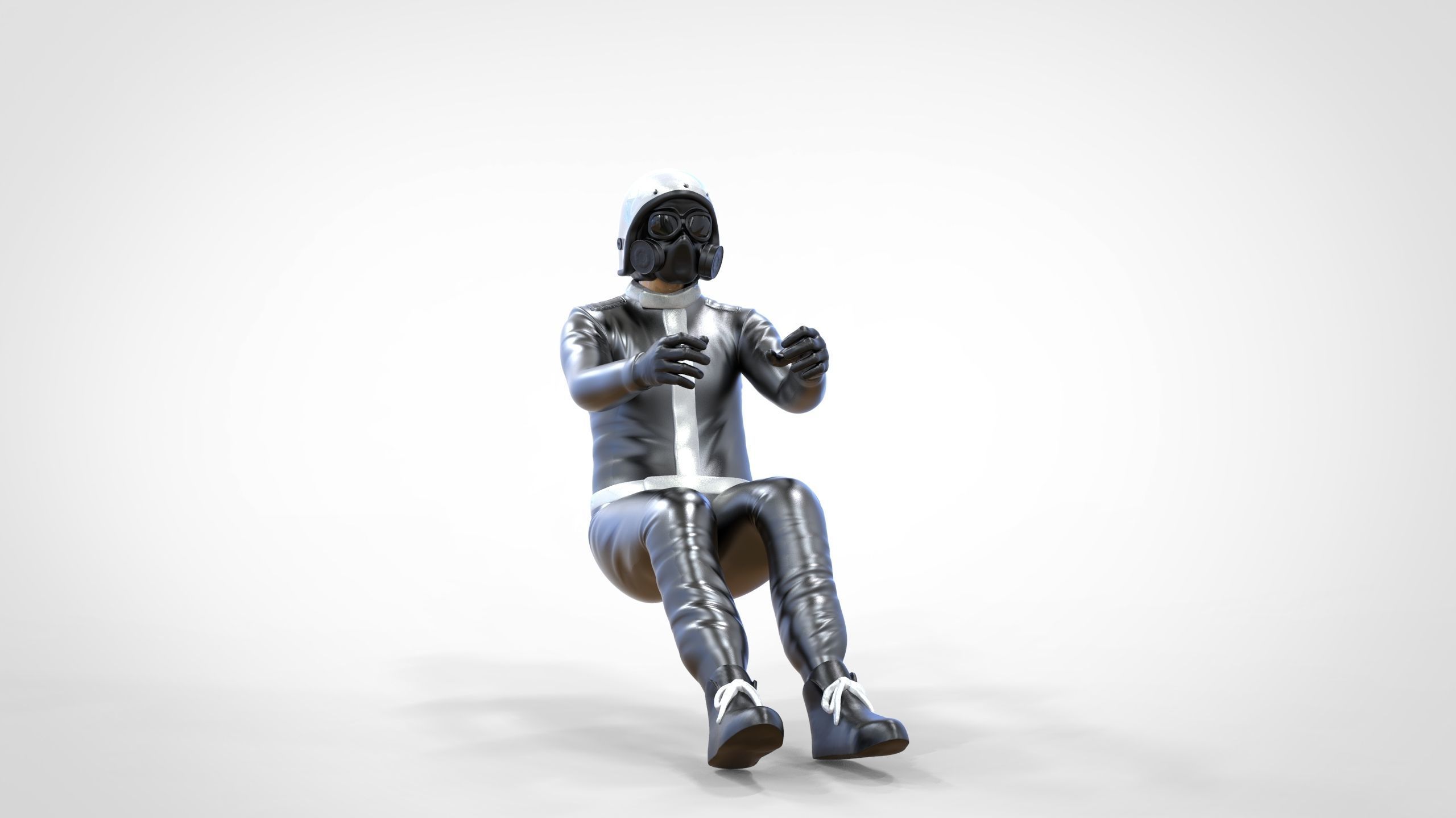 N6 Sitting Race Driver with NHRA Racing Helmet 3D print model_20