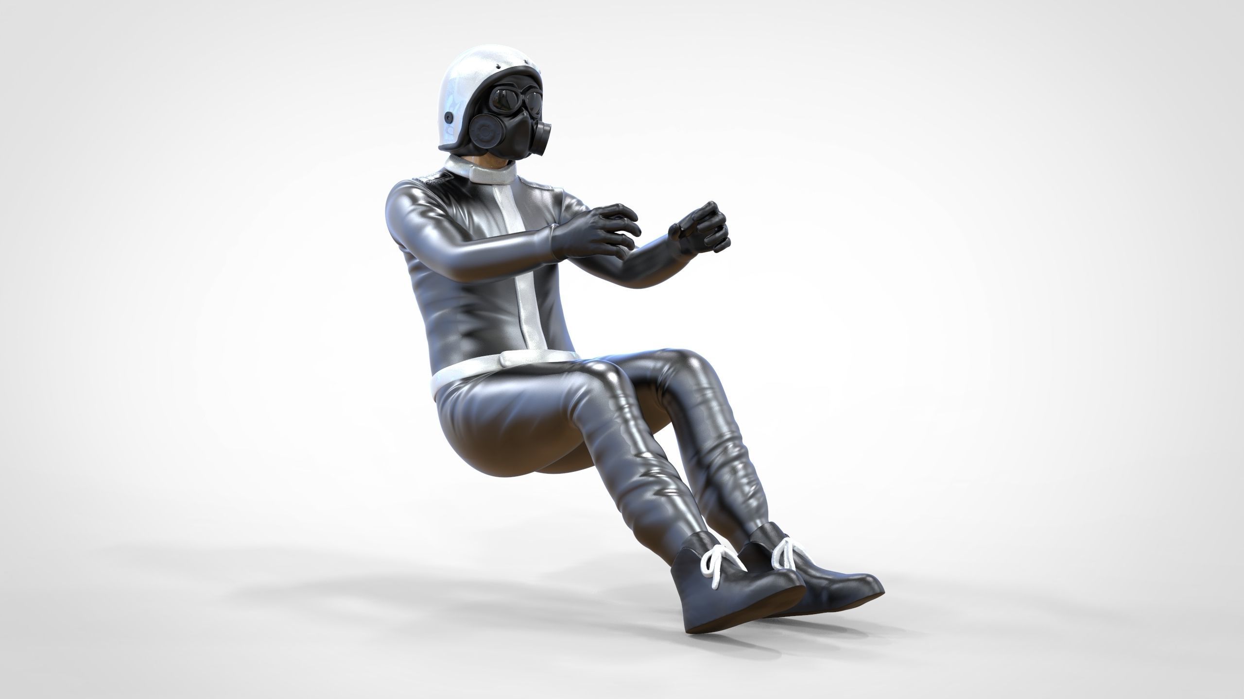 N6 Sitting Race Driver with NHRA Racing Helmet 3D print model_2