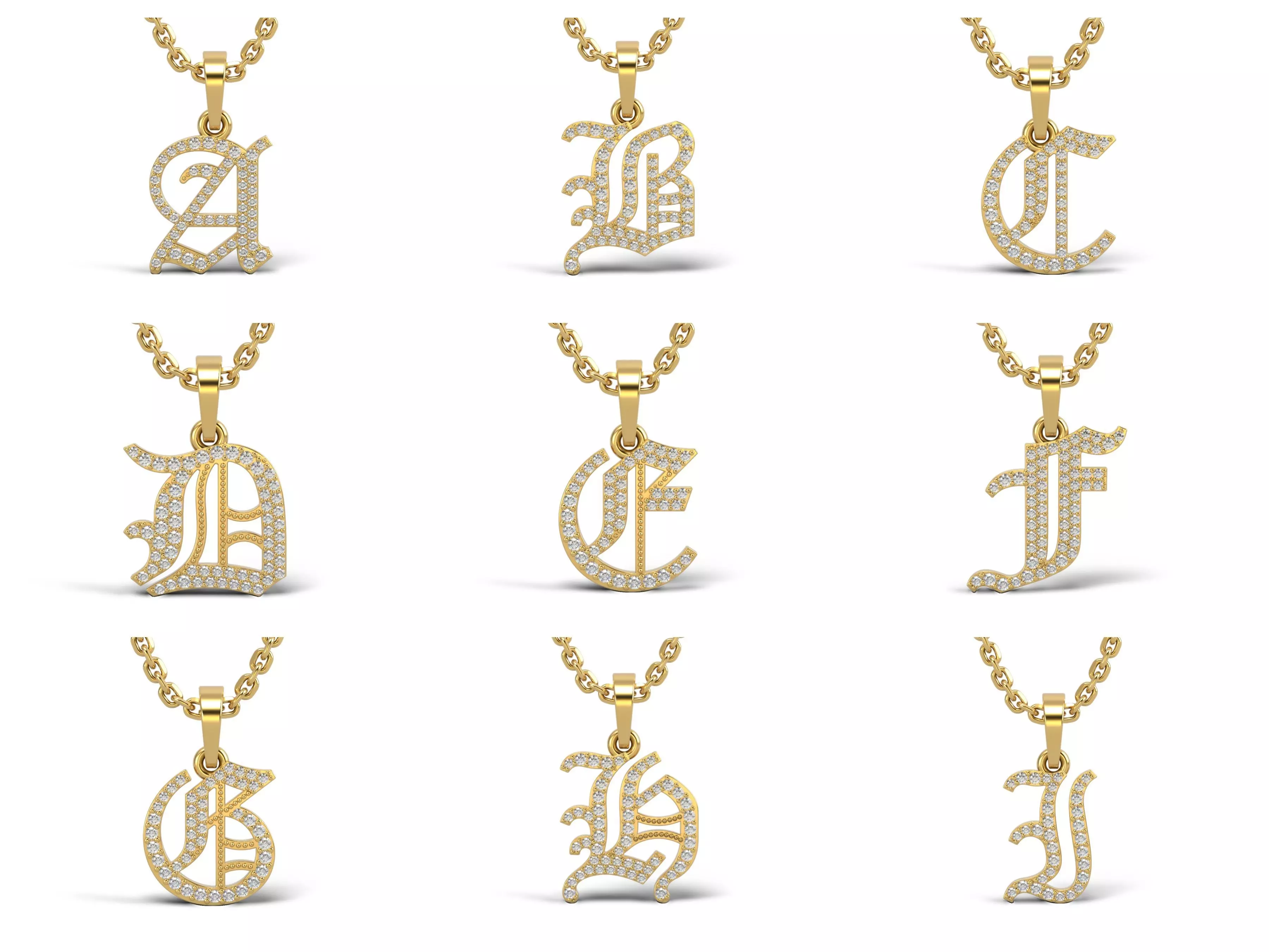 Old English alphabet stone and solid V 2 3D Model Collection_0