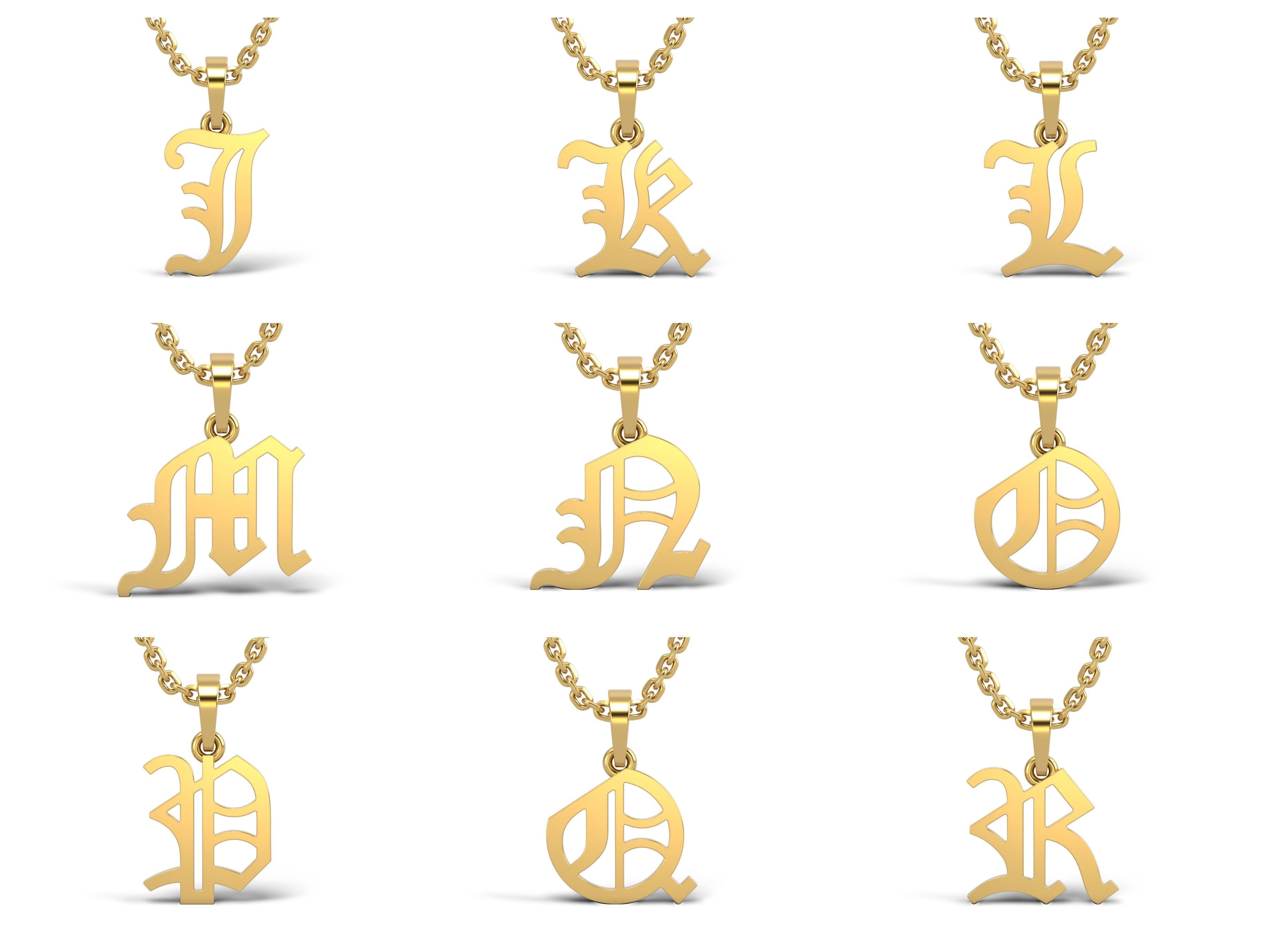 Old English alphabet stone and solid V 2 3D Model Collection_4