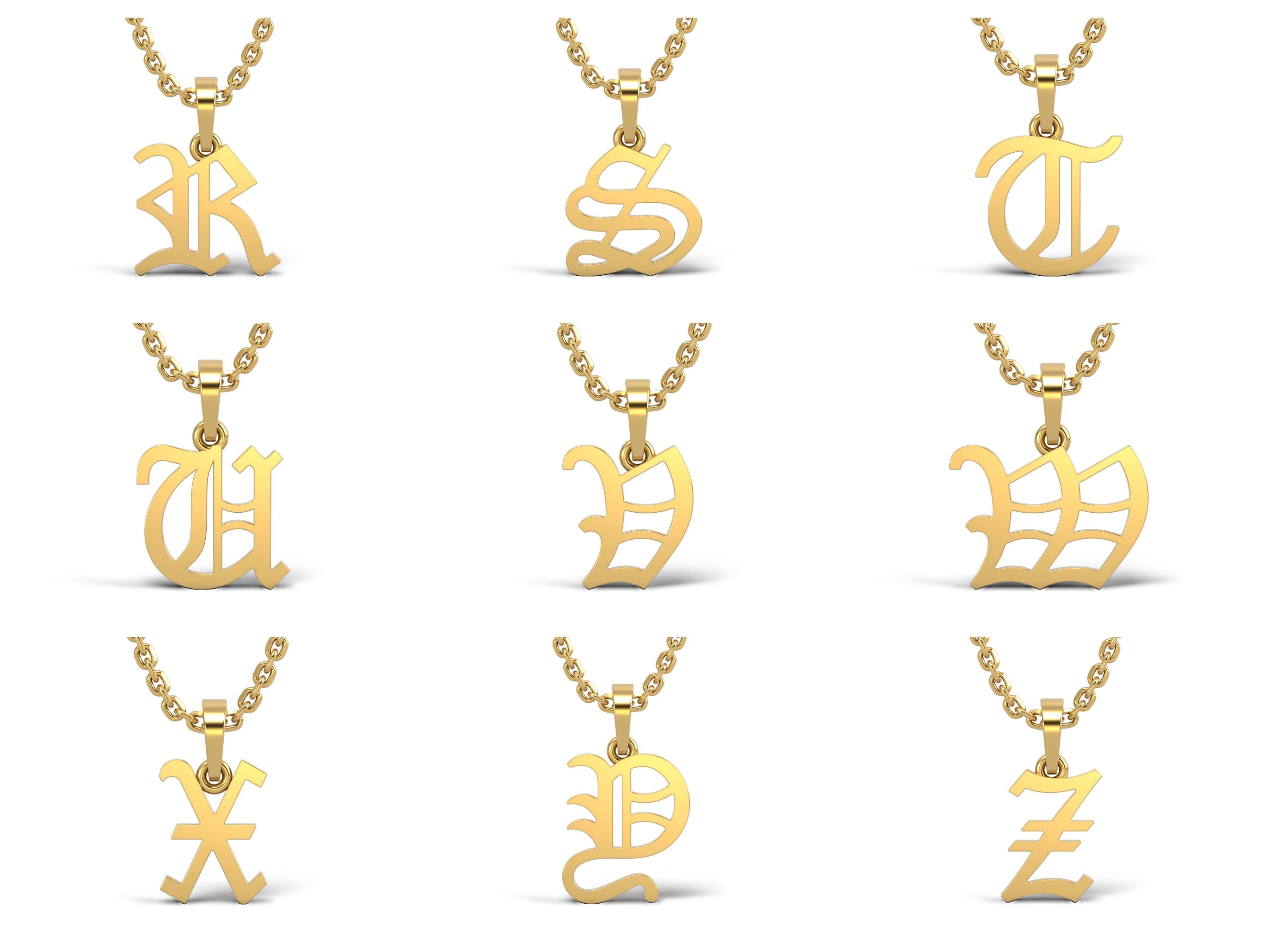 Old English alphabet stone and solid V 2 3D Model Collection_5