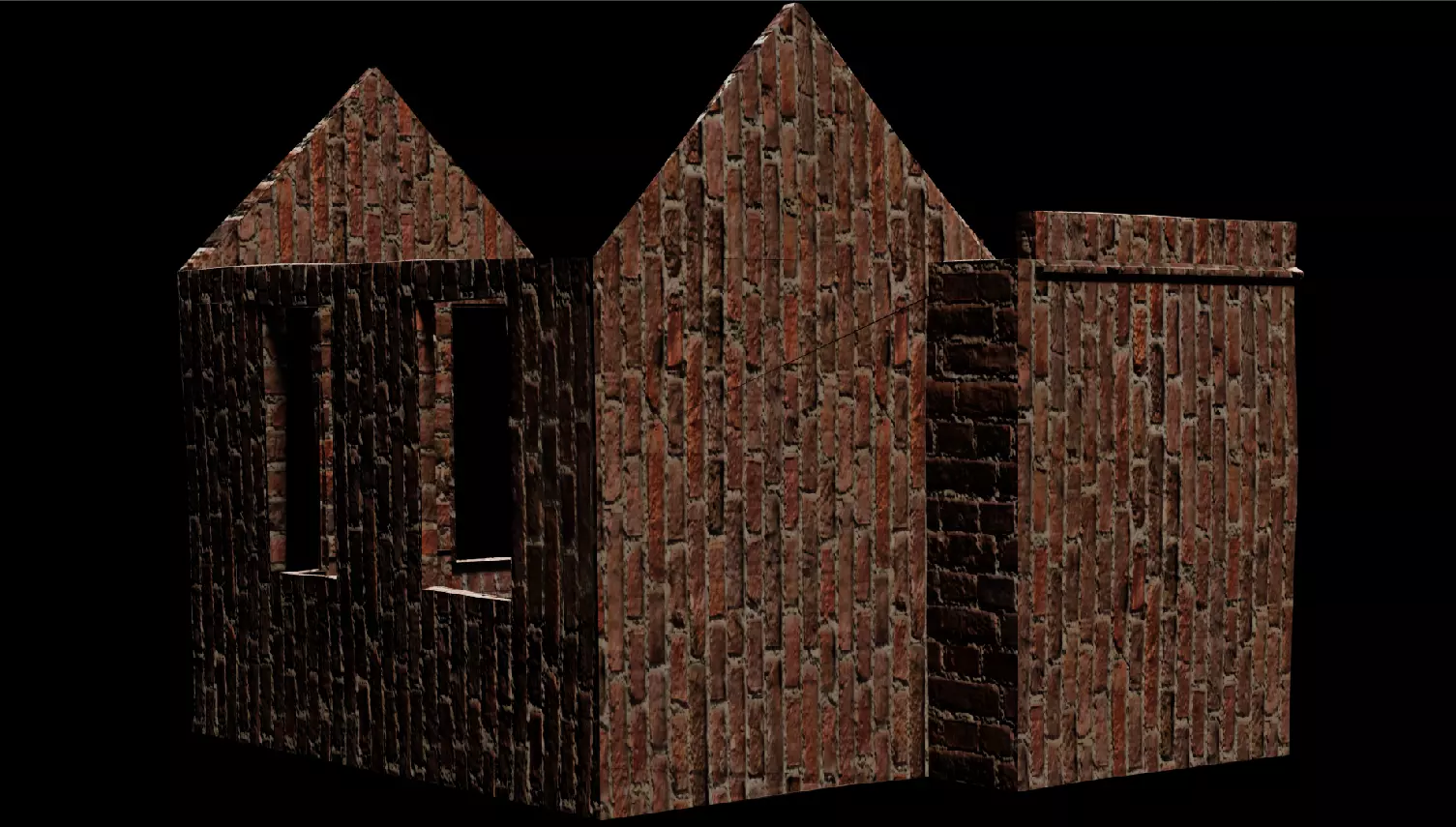 old damaged house  Low-poly 3D model_0