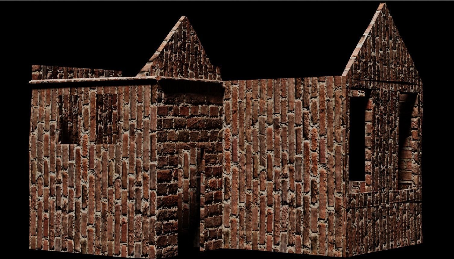 old damaged house  Low-poly 3D model_2
