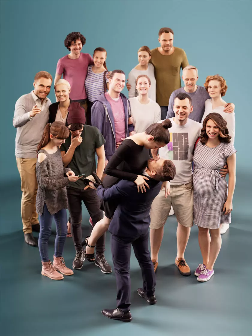 1022 - Couple Bundle 8 Posed Couples 3D Model Collection_0