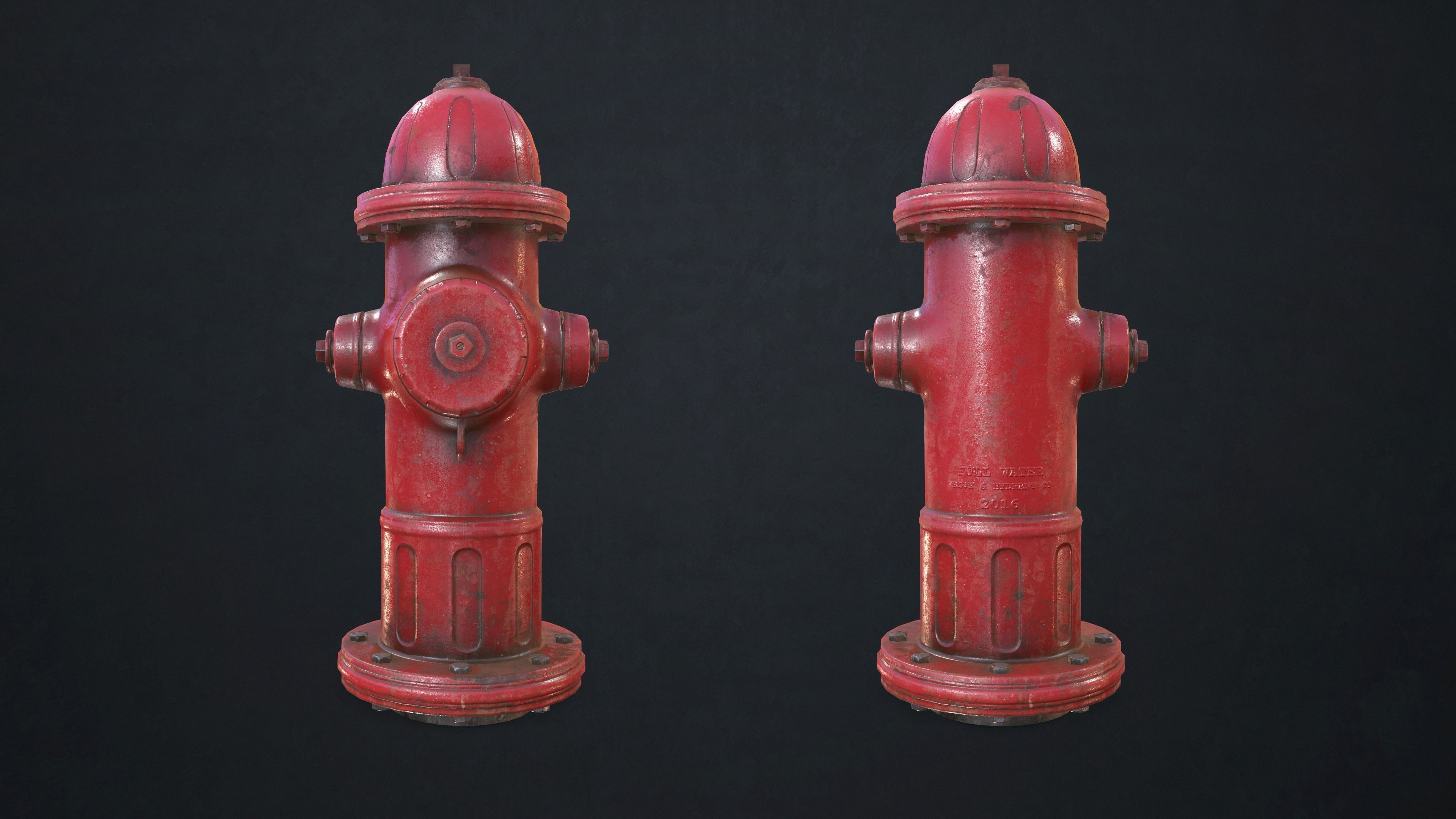 Fire Hydrant Low-poly 3D model_4