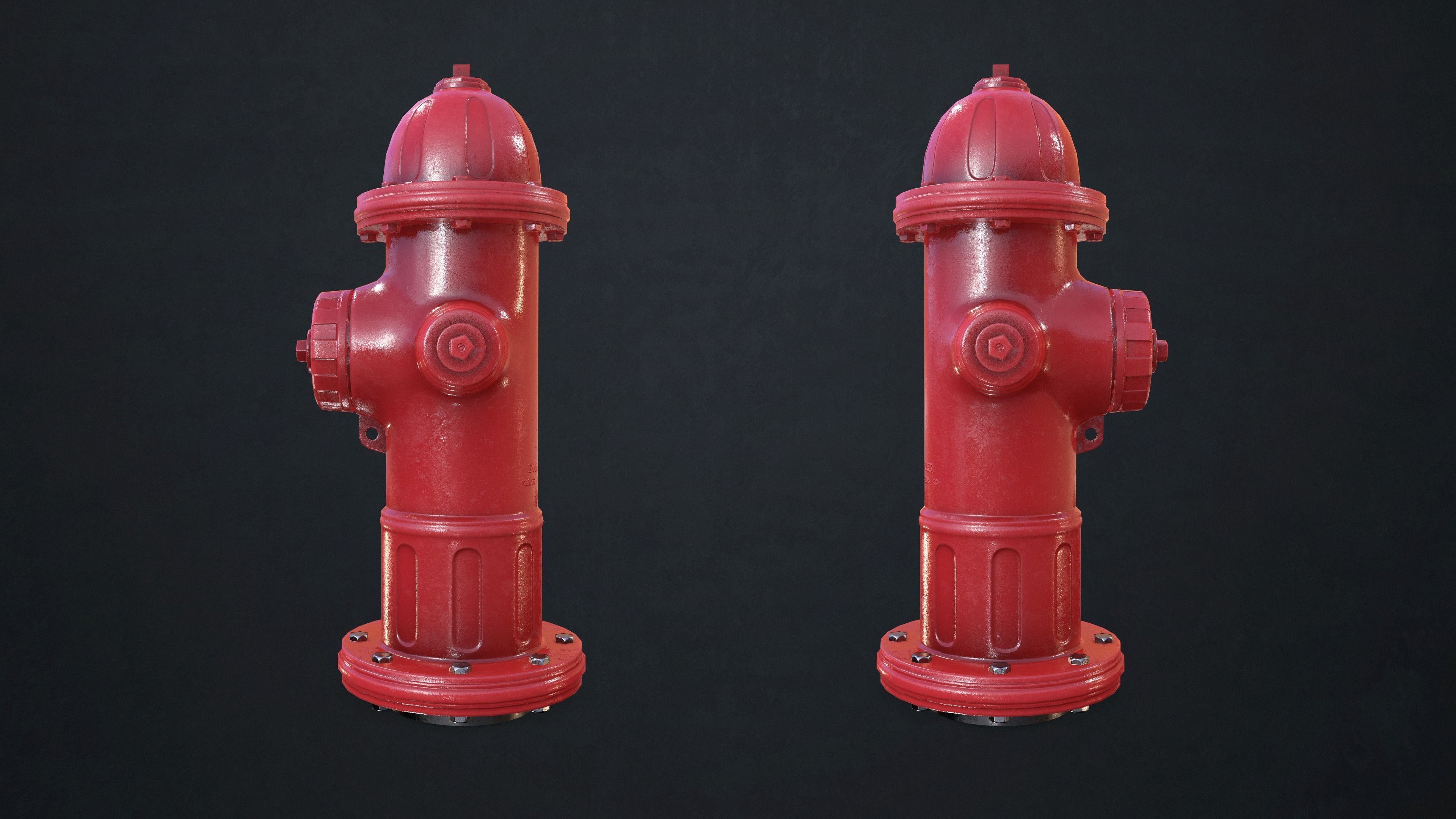 Fire Hydrant Low-poly 3D model_10